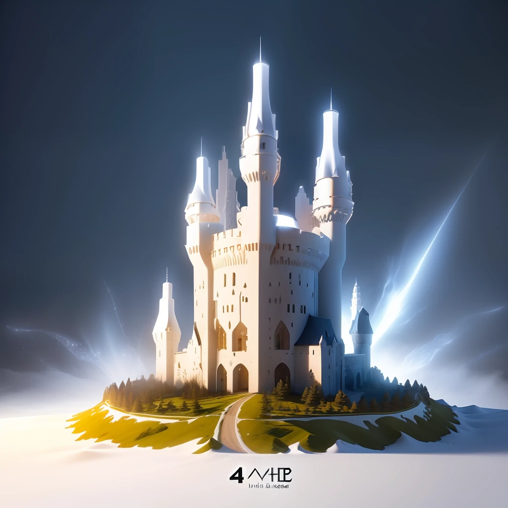 an ant hill Castle-shaped, with a wind mill design in glossy white color, with some visual effects, fantasy, ambiance hd, HDR, 4k upscale