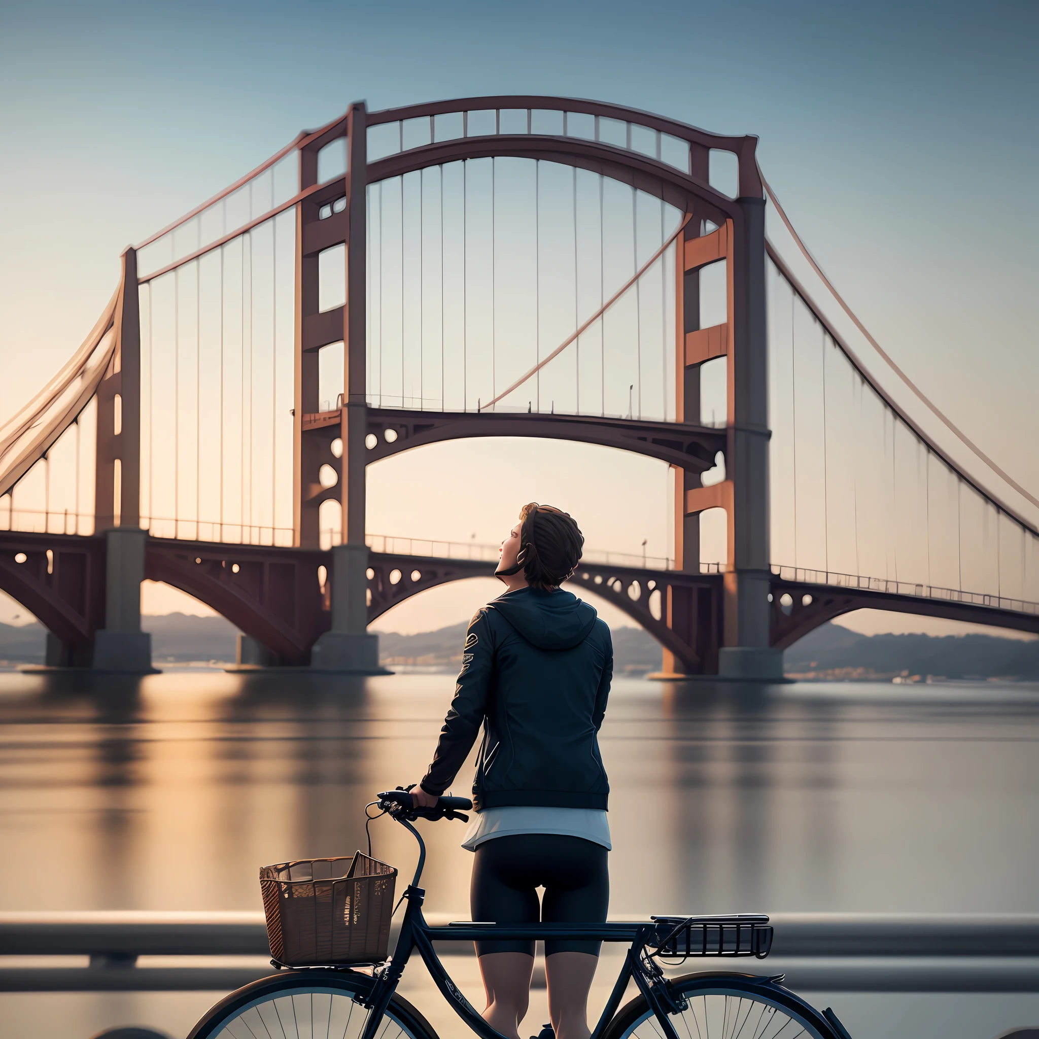 Bike, bridge background, 8k quality, cinematic focus
