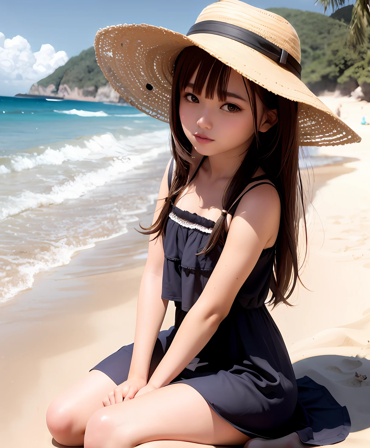 beautiful very girl laiyng on beach