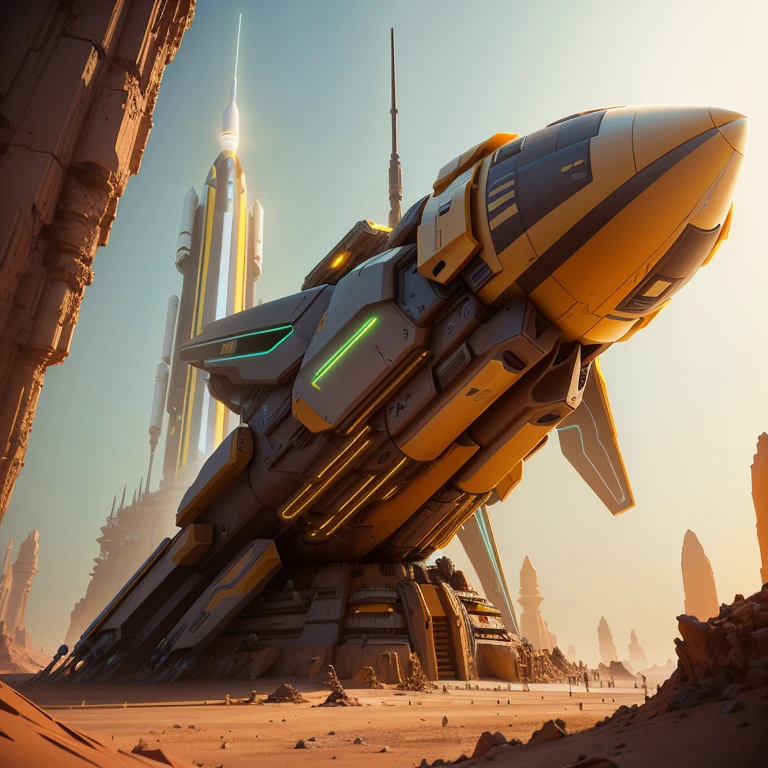 Rocket shaped anthill, futuristic, 3d, fantasy, glow