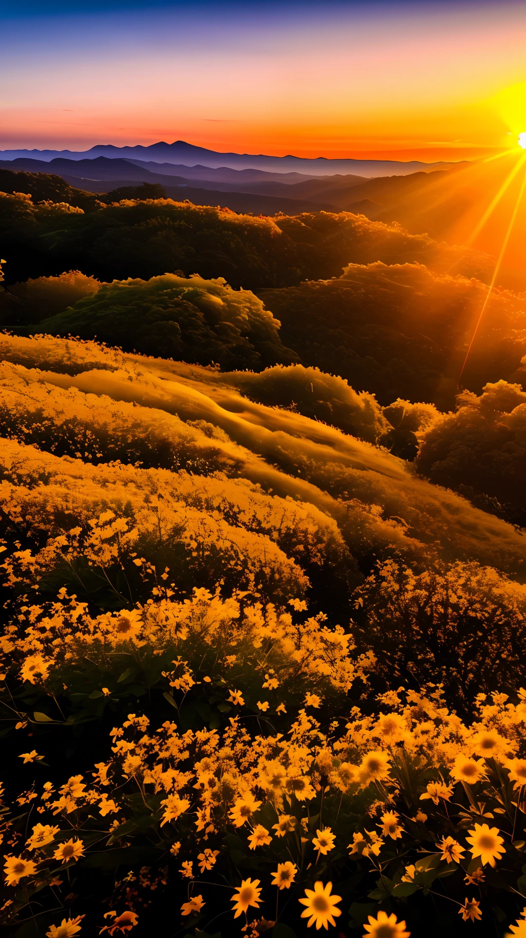 Sunset, evening glow, distant view, realistic, rich colors, gorgeous and colorful, wide-angle lens, shooting in the evening, positive film, naturalistic style, high-definition filming.