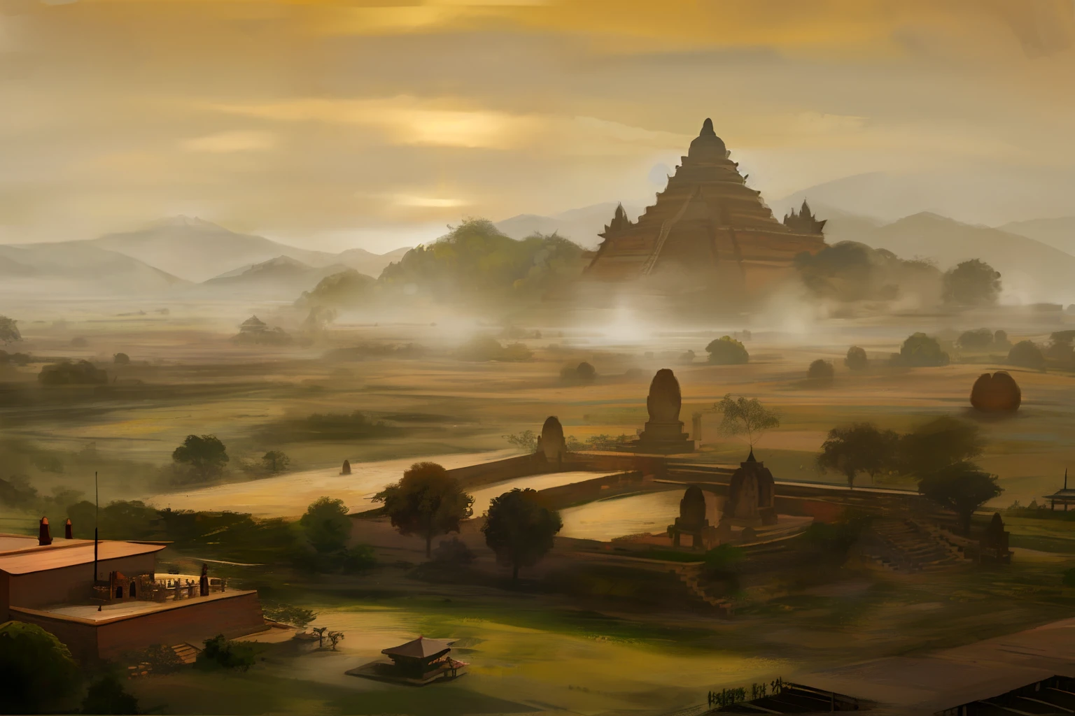 Draw a photo of ancient bagan