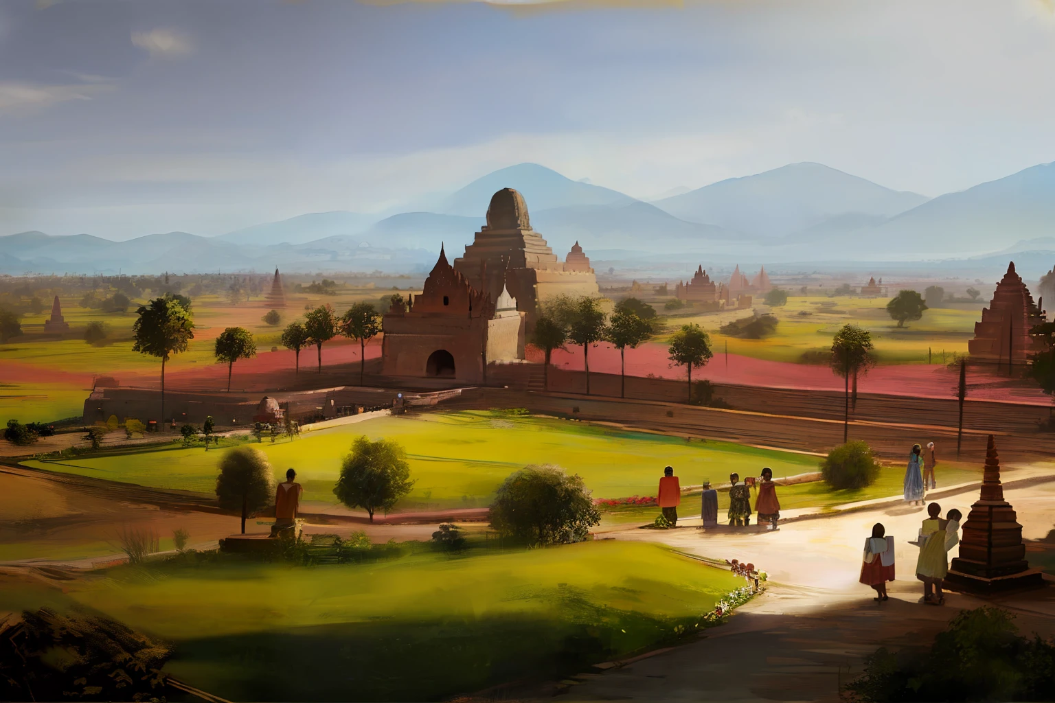 Draw a photo of ancient bagan