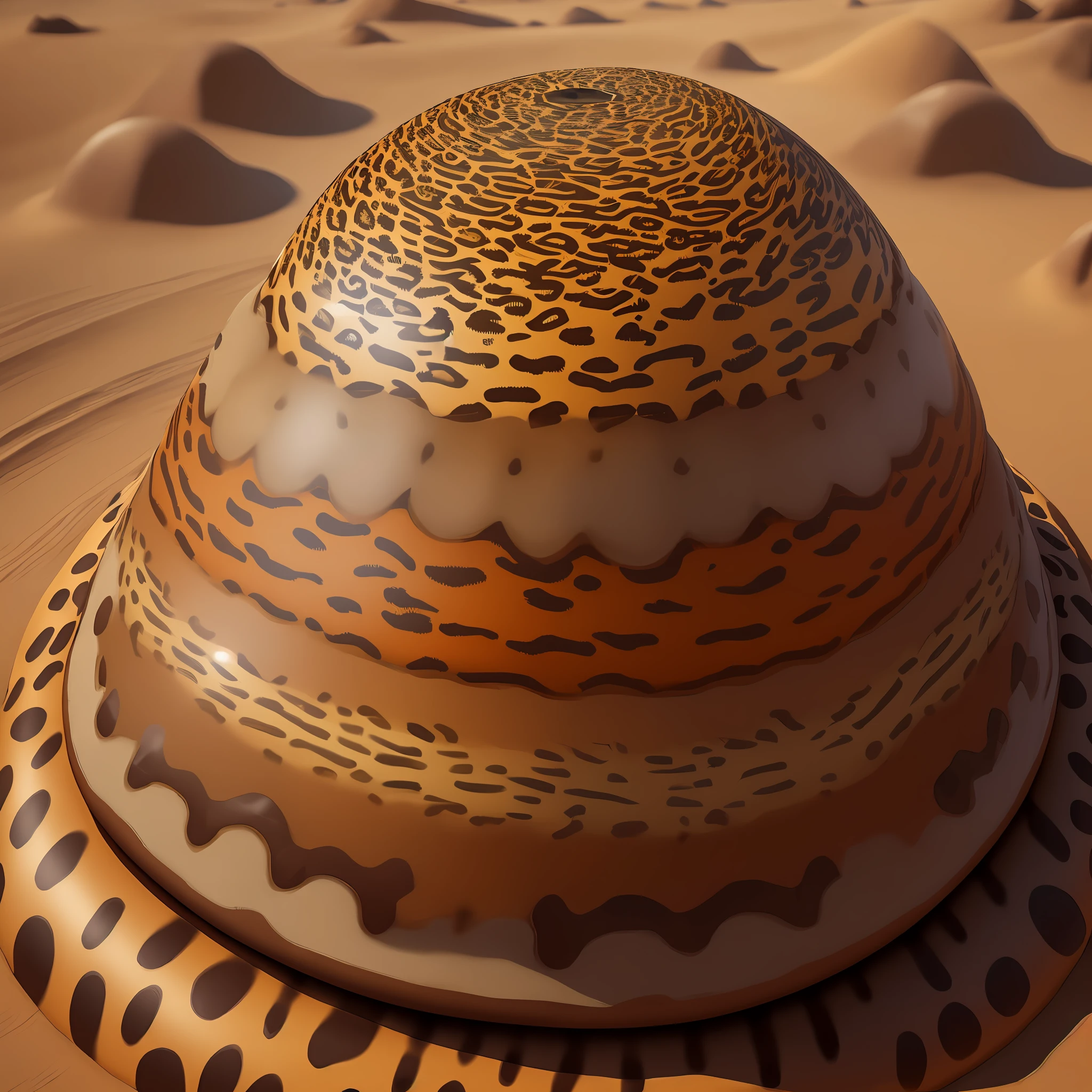 Round anthill, painted with jaguar skin texture