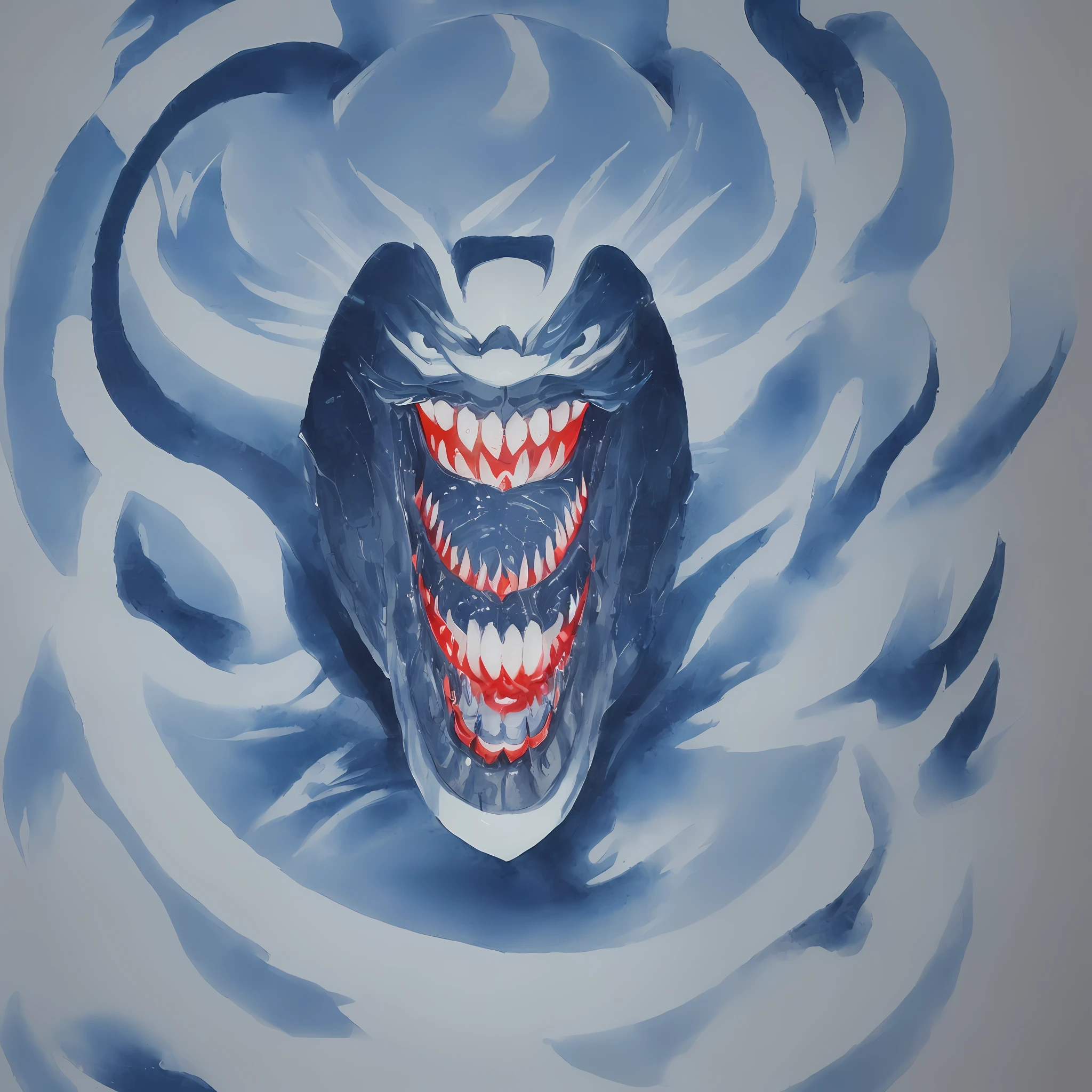 He looked like a raksha ghost, his teeth were like serrated hands, his face was blue, and his eyes were shining like lamps. Traditional chinese painting
