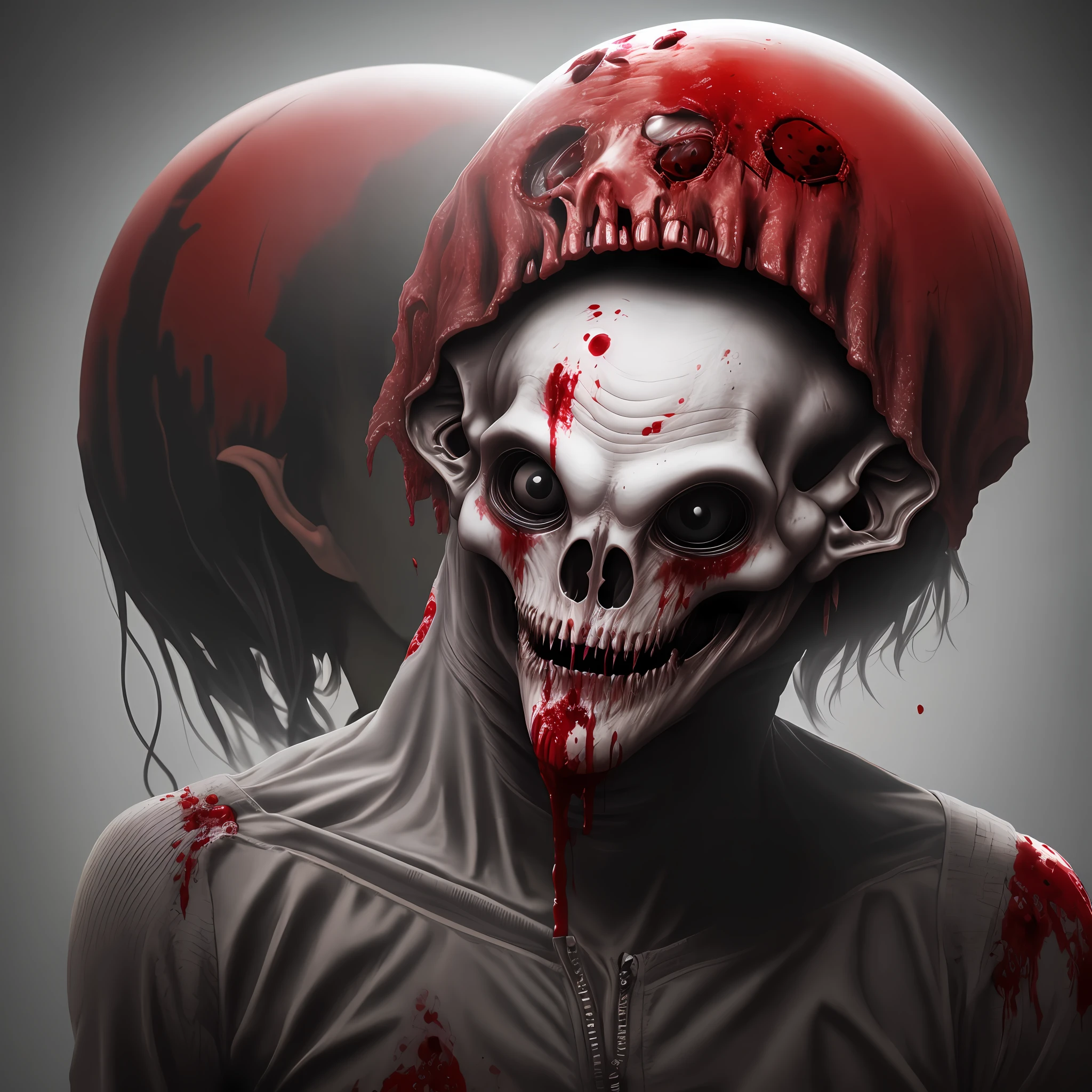 Alien eating the head of a human, background terror, death, blood, 8k quality