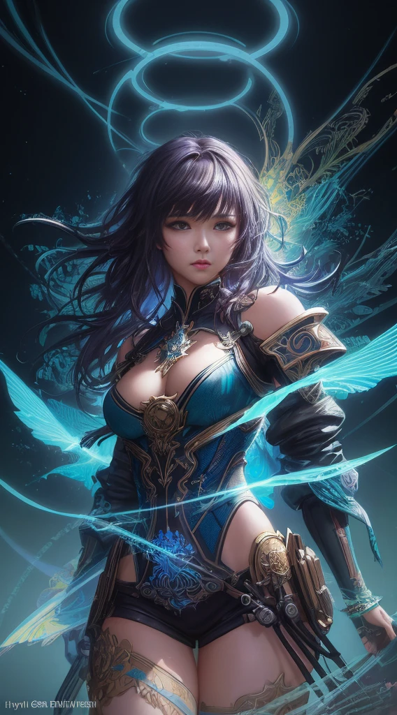 chibi style, shoulder length messy hair , happy, Full body, Beautiful anime waifu style girl, hyperdetailed painting, luminism, art by Carne Griffiths and Wadim Kashin concept art, 4k resolution, fractal isometrics details bioluminescence , 3d render, octane render, intricately detailed , cinematic, trending on artstation Isometric Centered hyperrealistic cover photo awesome full color, hand drawn , gritty, realistic mucha , hit definition , cinematic, on paper, ethereal background, abstract beauty,stand, approaching perfection, pure form, golden ratio, minimalistic, unfinished, concept art, by Brian Froud and Carne Griffiths and Wadim Kashin and John William Waterhouse, intricate details, 8k post production, high resolution, hyperdetailed, trending on artstation, sharp focus, studio photo, intricate details, highly detailed, by greg rutkowski