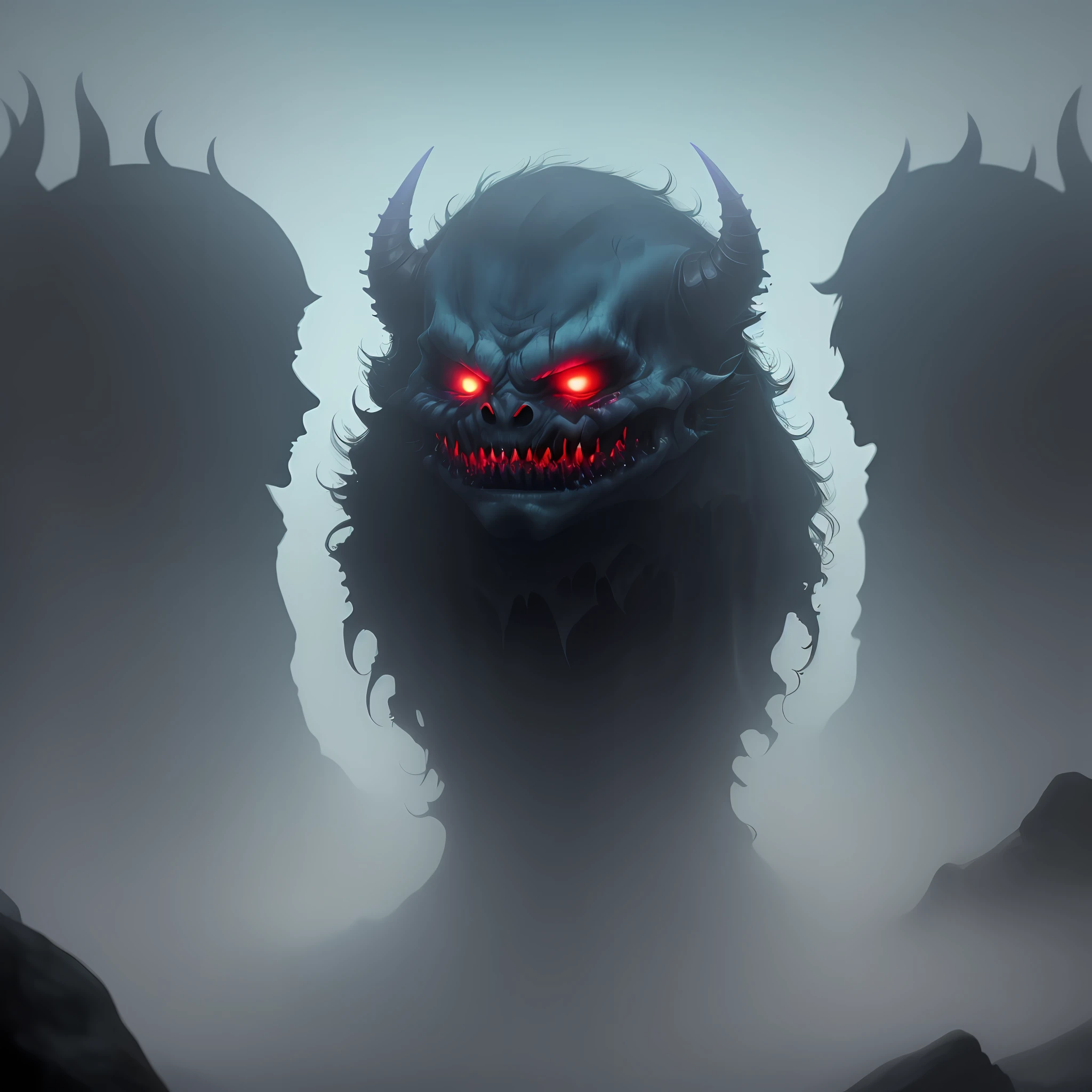 Haunting abyss, creeping demons, 8k quality, cool colors