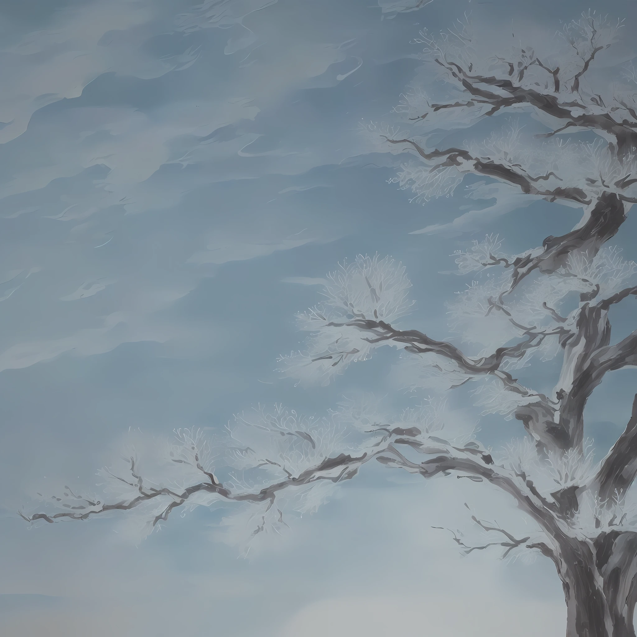 The frost leaves are slightly yellowstone bone blue, and the loneliness blames himself for being too zero. Who knows that he will travel to the west early, and the old wood cold cloud Xiuye Pavilion. Traditional chinese painting