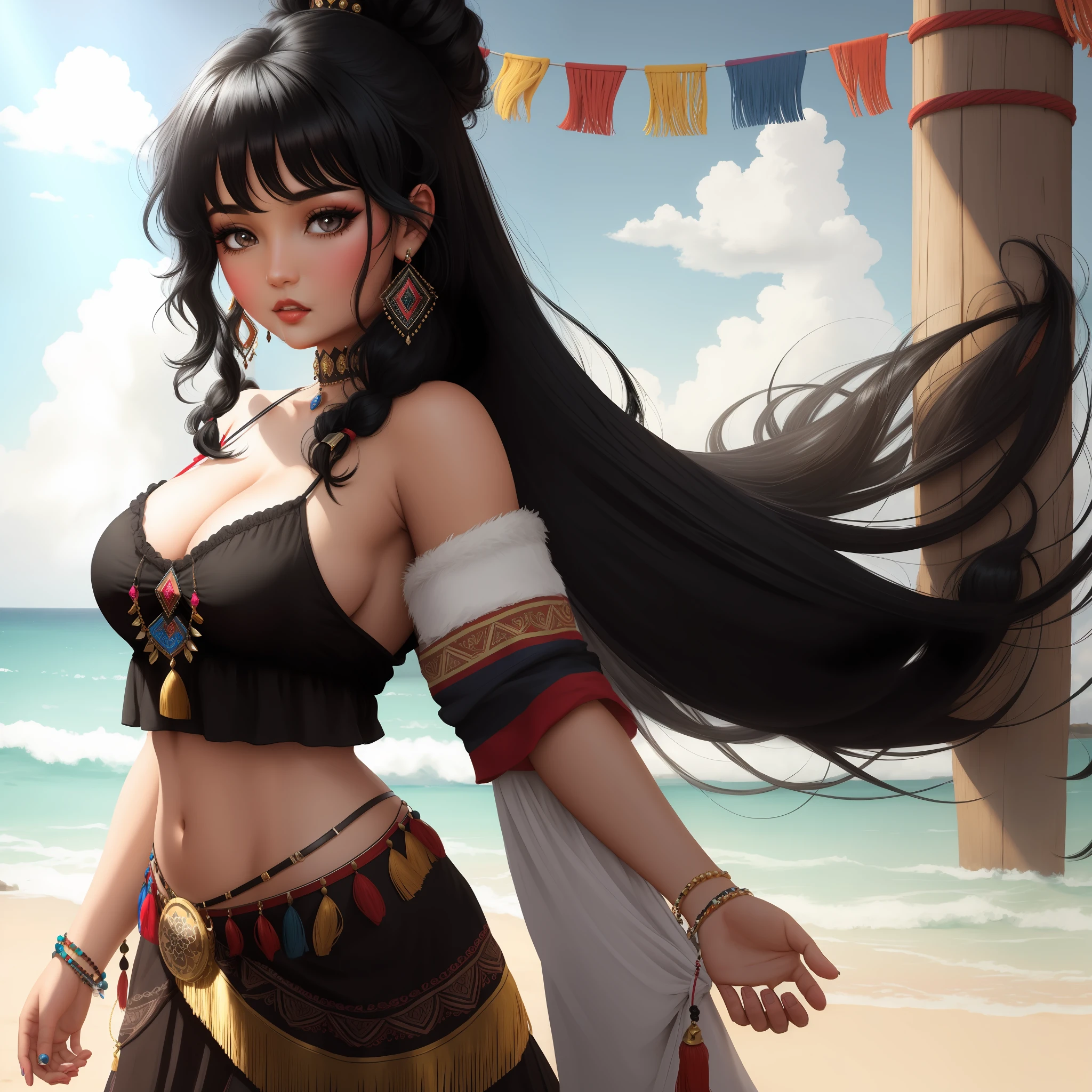 Gypsy with behaved black hair