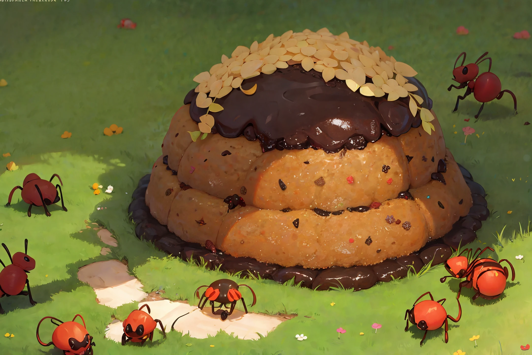 Anthill cake and ants