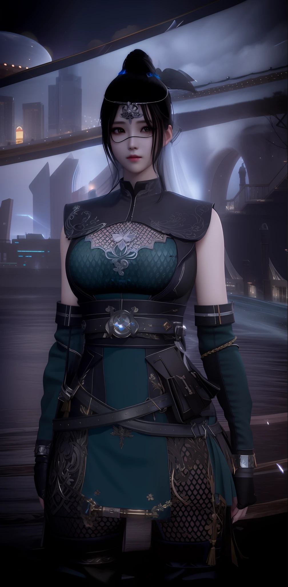(extremely detailed CG unity 8k wallpaper), the most beautiful artwork in the world, 1girl, upper body,kpop idol, sadistic face, ringed maskers,