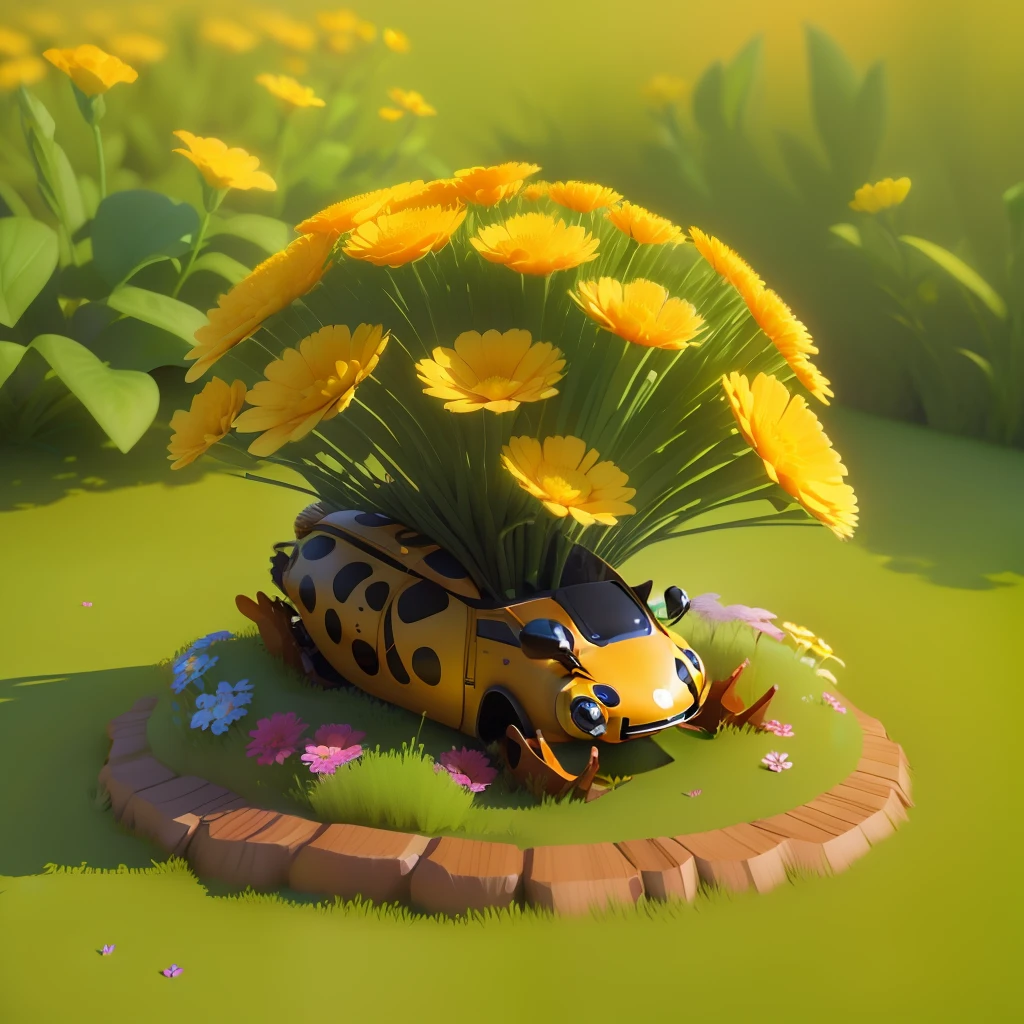 an anthill made from TOAD design,cute size,flowers,and butterflys,3D,upscales