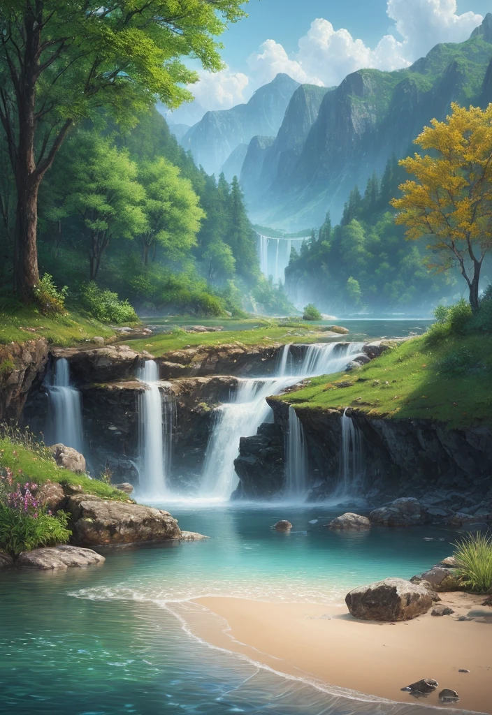 landscape, water, (extremely detailed CG unity 8k wallpaper), most beautiful artwork in the world, professional majestic oil painting, intricate, High Detail, Sharp focus, dramatic, photorealistic painting art