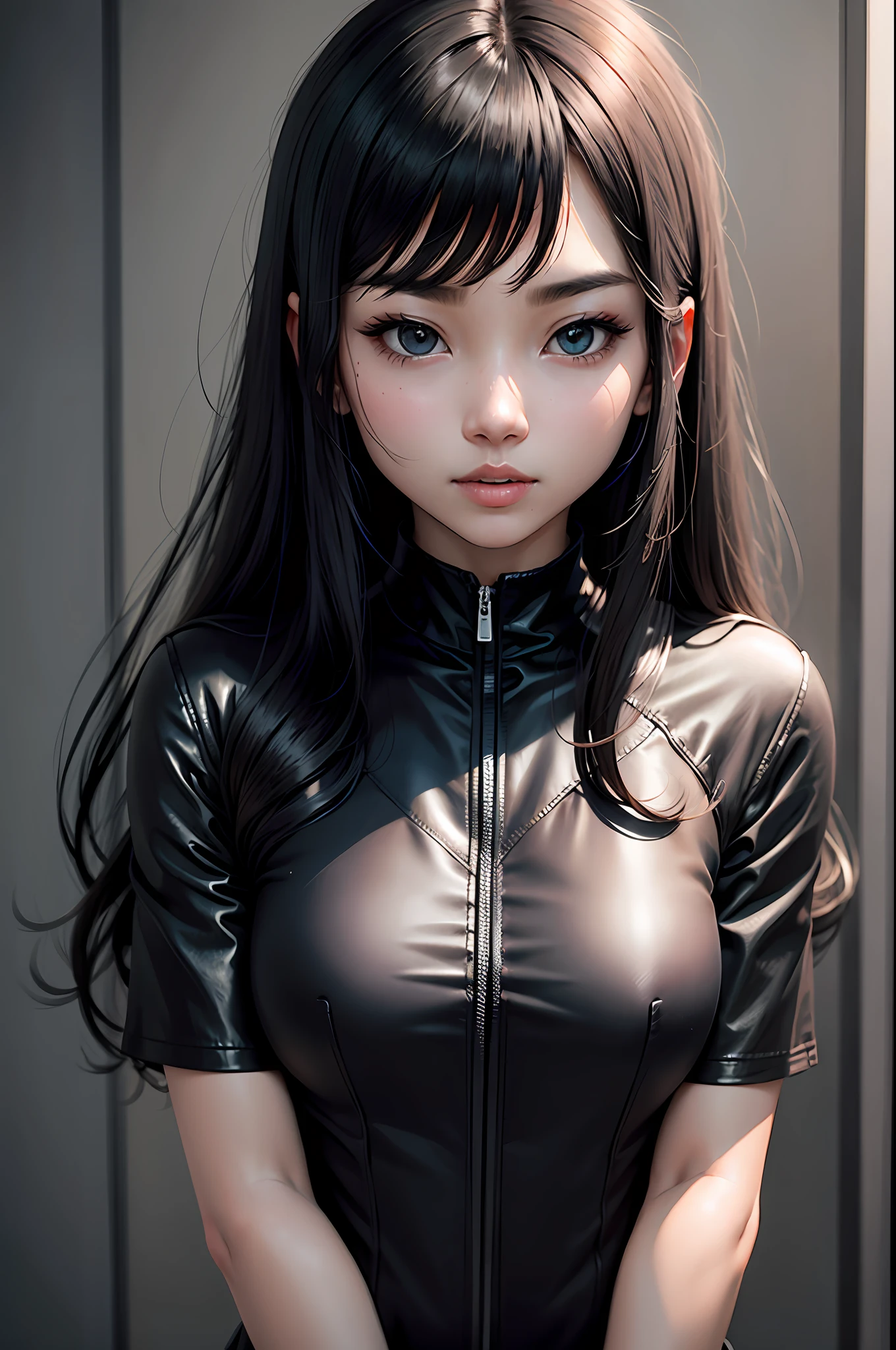 Black Suit Hero Girl with Straight Hair Without Fringe