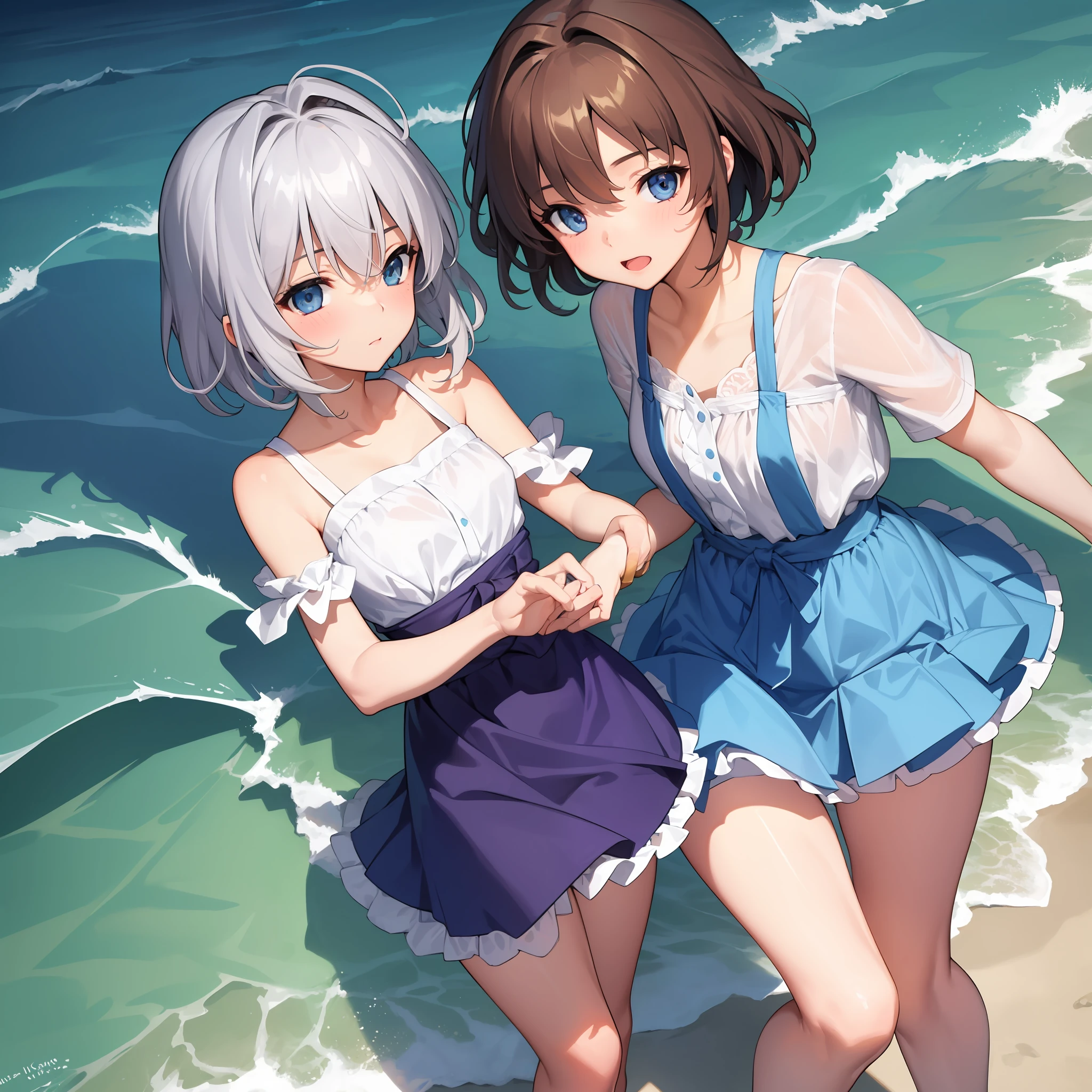 Masterpiece: 1.2), (Best Quality: 1.2), Detailed, , Seaside, Lori, Baby Girl, Short Hair, Four People, Sex, Blue Eyes, Clannad, (Ahgao: 1.3)