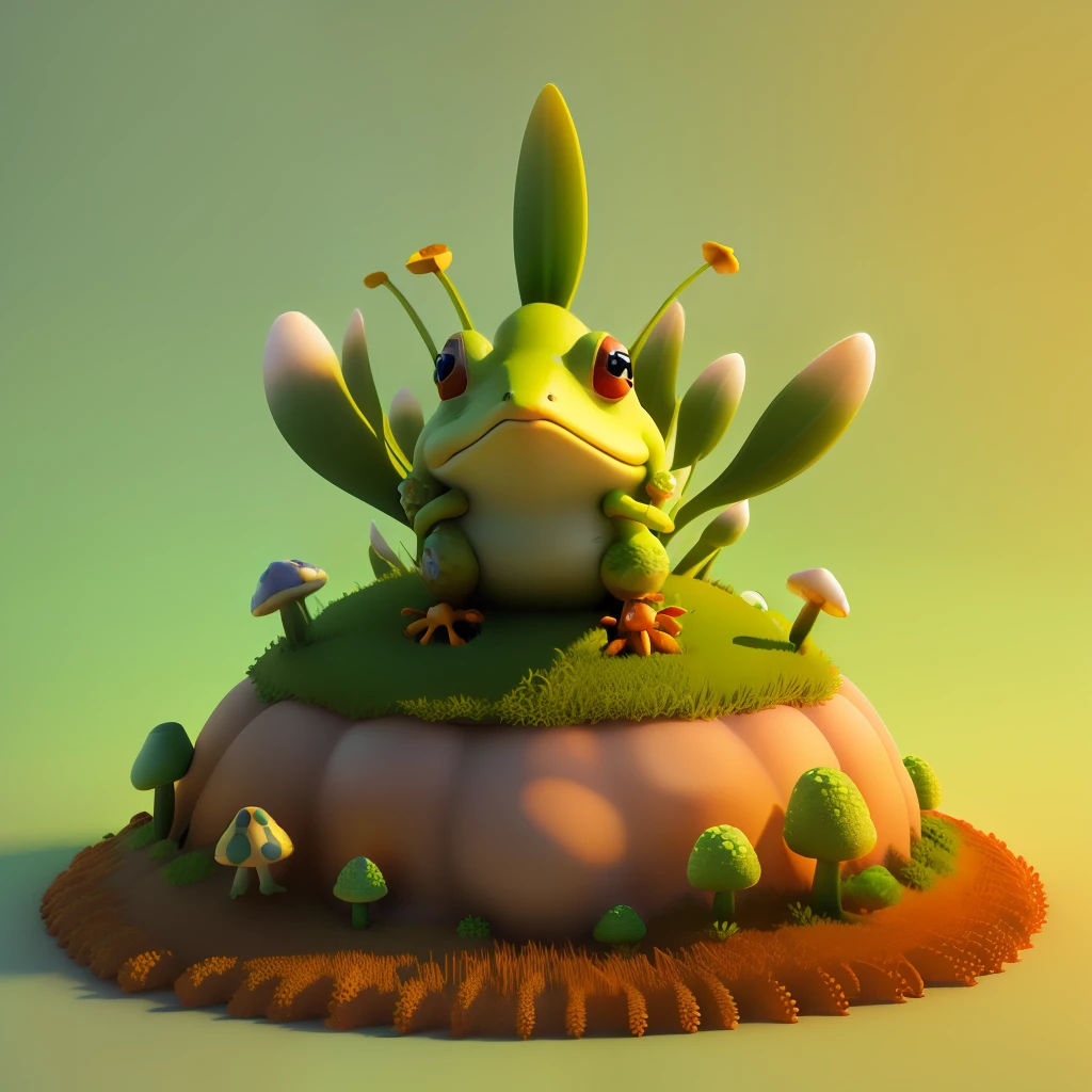 anthill made from cute mashroom toad design,fantasi,3D,upscales