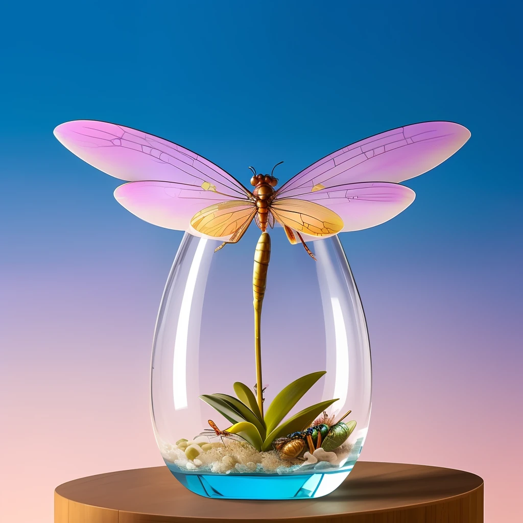 Glass aesthetic anthill, Orchid, Dragonfly, fantasy, high quality details-imagine - @invisible
