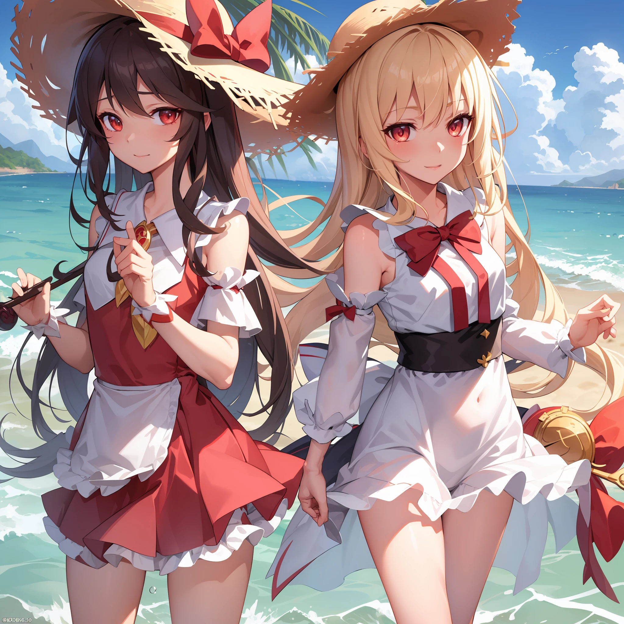 Masterpiece: 1.2), (Best Quality: 1.2), Detailed, Seaside, Straw Hat, Run, Lori, Illya, Meiyu, Magical Girl, (Ahgao: 1.3)