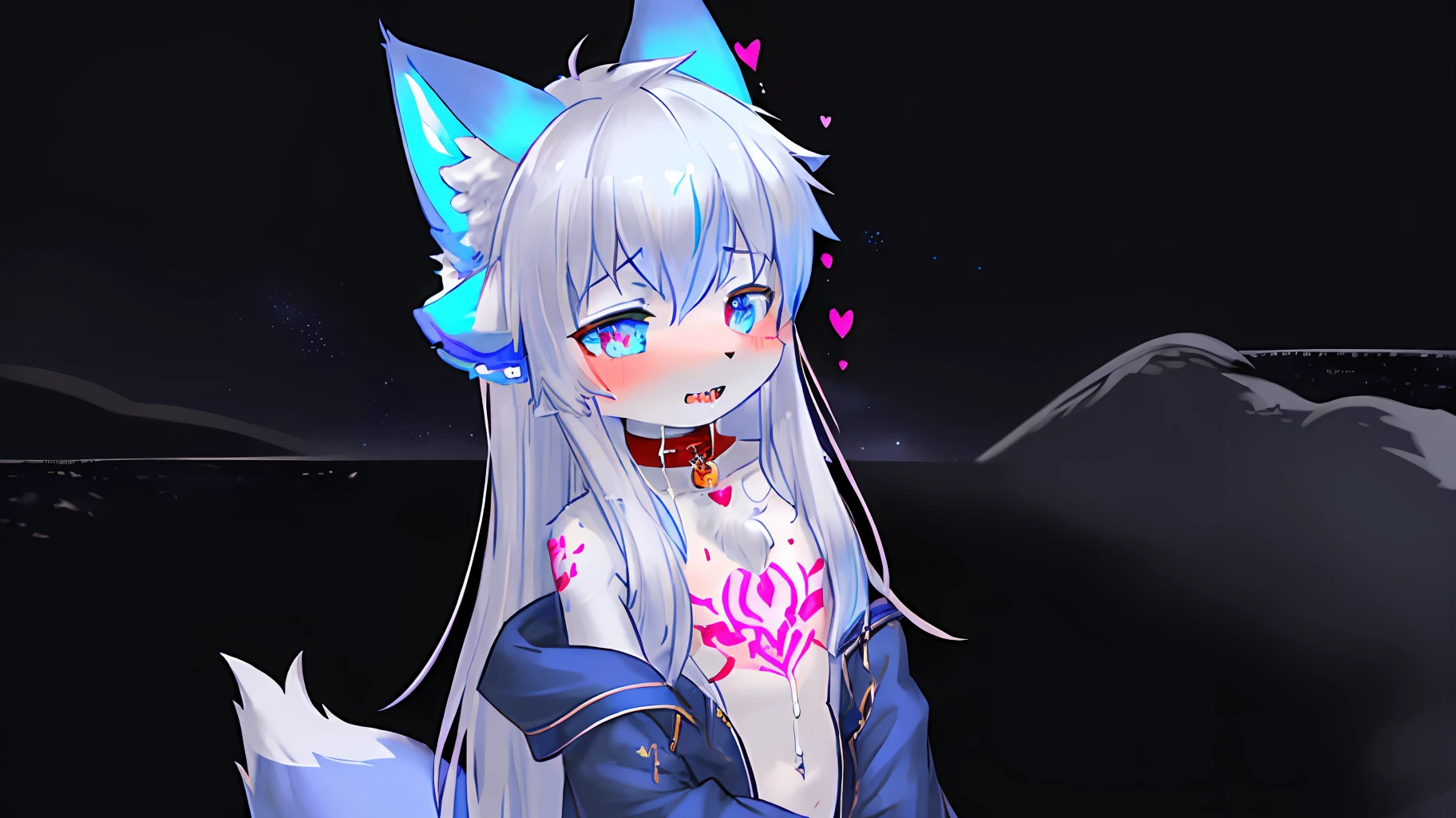 succubus, demon sexual tattoo, succubus sexual tattoo, very very beautiful furry art, furry art!!!, pov furry art, hentai key, demon sexual tattoo 100%, cum, super cum, facial, cum on body, extra cum, facial, child, heart-shaped eyes, fur body, full body, the lower body is nude, snow fox, character, master piece, fluffy tail, current, shy, NFSW, Highest Quality, 8k, soft, shota, long hair, eye(left red and right Blue), glow eye, femboy, snowfall, midnight, fox ear, deep blue ear, fox tail, deep blue fox, deep blue jacket, cute, collar, Two tail, space katana, God, fur body, full body, the lower body is nude, snow fox, character, master piece, fluffy tail, current, shy, NFSW, Highest Quality, 8k, full HD, long hair, glow eye, snowfall, midnight, fox ear, deep blue ear, fox tail, deep blue fox, very very cute, demon sexual tattoo 100%, demon sexual tattoo pink, succubus sexual tattoo 100%, succubus sexual tattoo pink, Space, night time, true succubus, vampire, true vampire(saw teeth)