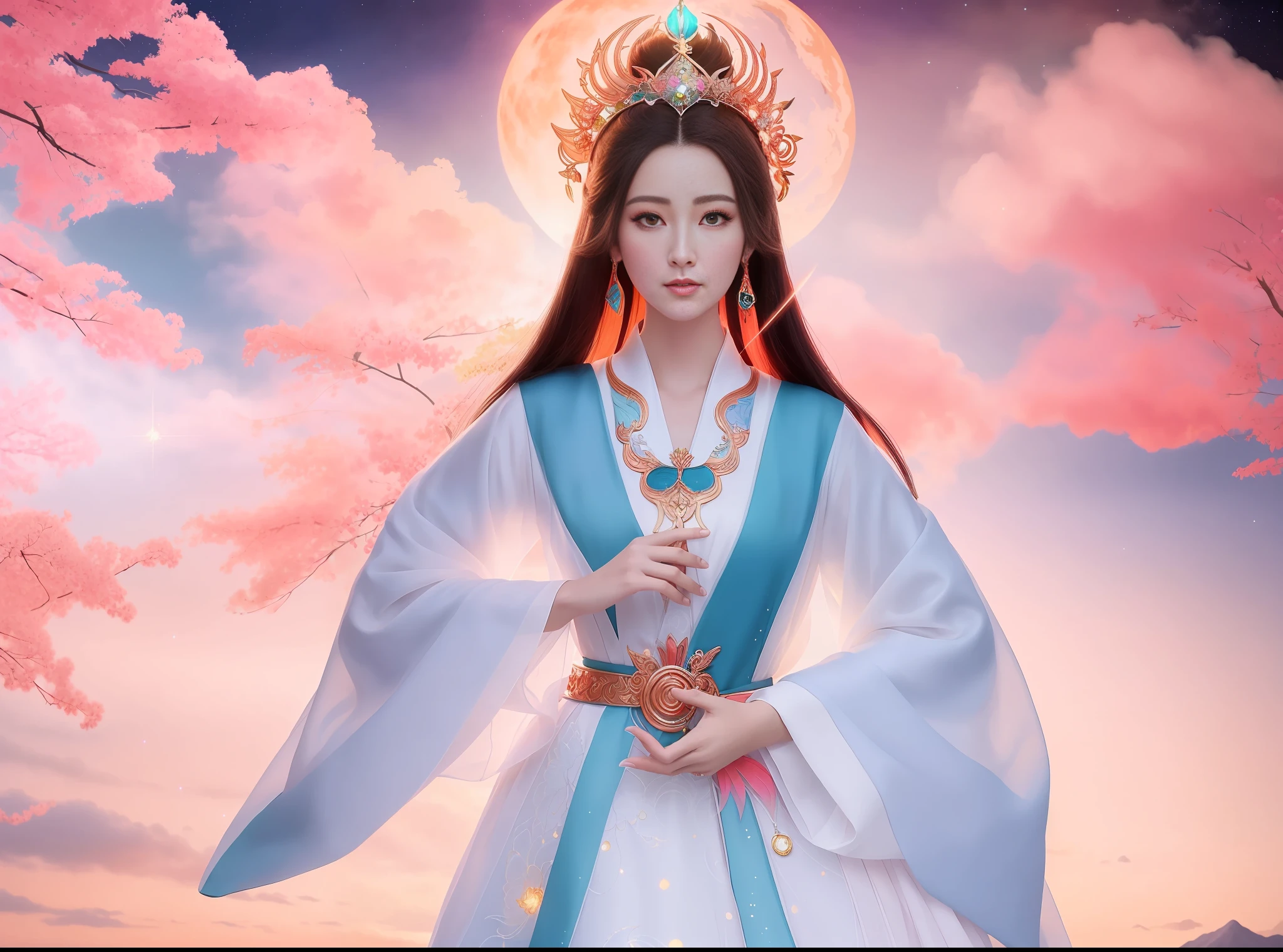 a close up of a woman in a dress with a phoenix in her hand, a beautiful fantasy empress, ((a beautiful fantasy empress)), beautiful celestial mage, beautiful and elegant elf queen, beautiful character painting, full body xianxia, portrait knights of zodiac girl, by Yang J, g liulian art style, fantasy art style,foreshortening, from above