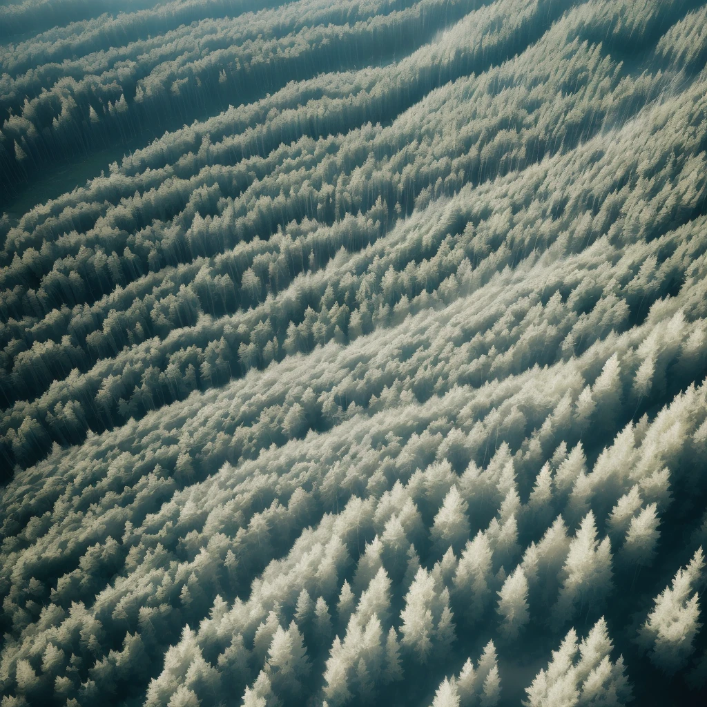 Sparse forest Remote sensing image Strong light Clearing Shadow Light Experimental style