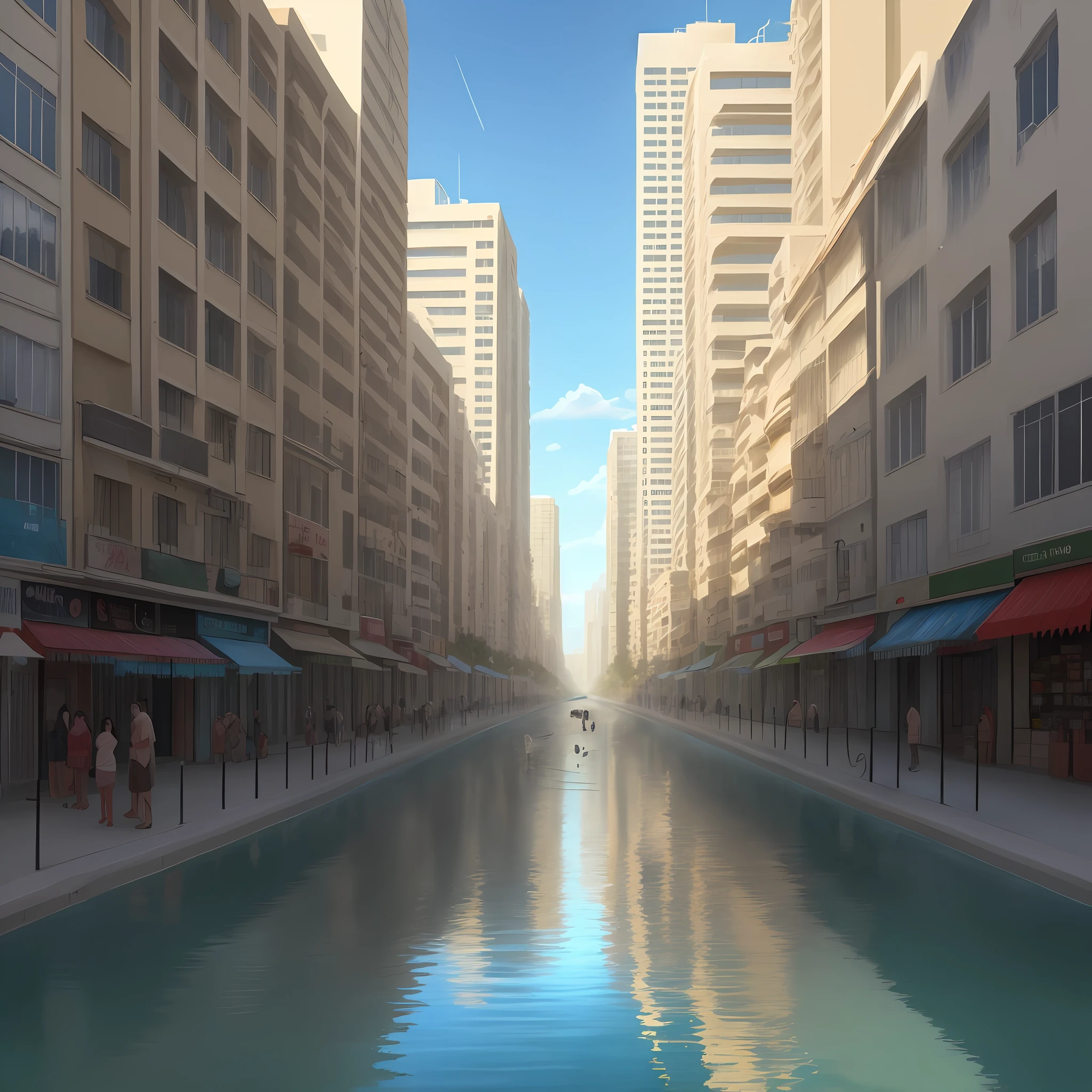 I want an image of a city where the inhabitants complain of a water cut