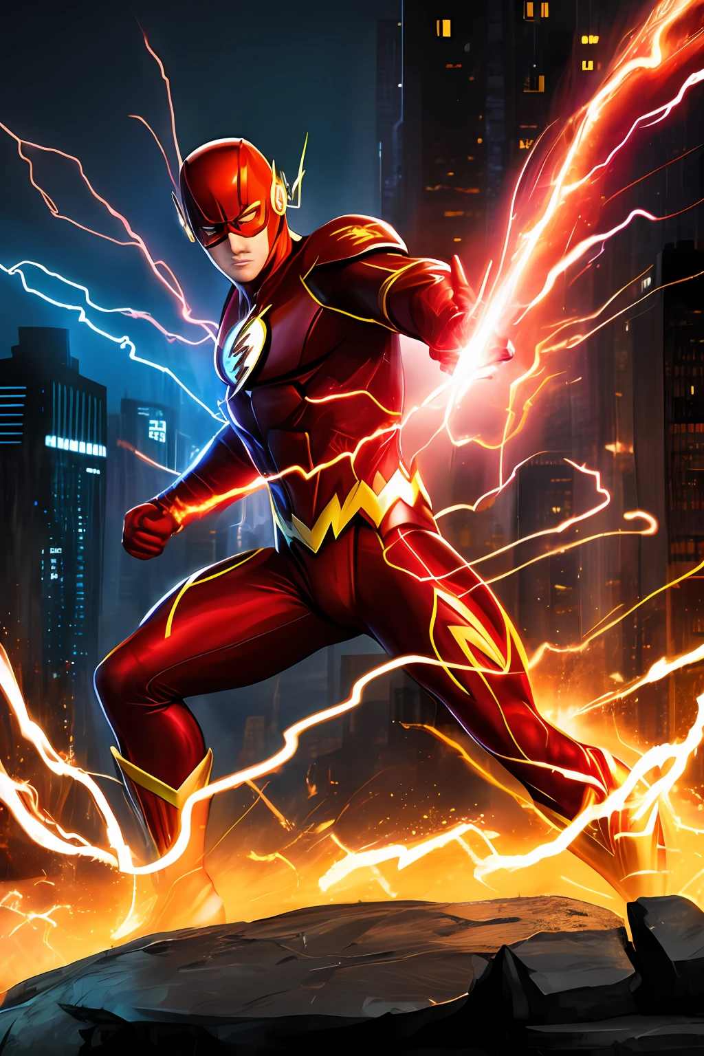 the flash from dc comics, full body::1, alex ross art, (alex ross style:0.5), alex ross art style, alex ross, speed, 4k, raw photo, best quality, masterpiece, ultra high res, (photorealistic:1.4), two hands, chinese traditional ink style, dynamic movement, dynamic pose, movement, Amazing Vector in oil painting environmental art cinematic, diorama, intricate detail, solo
