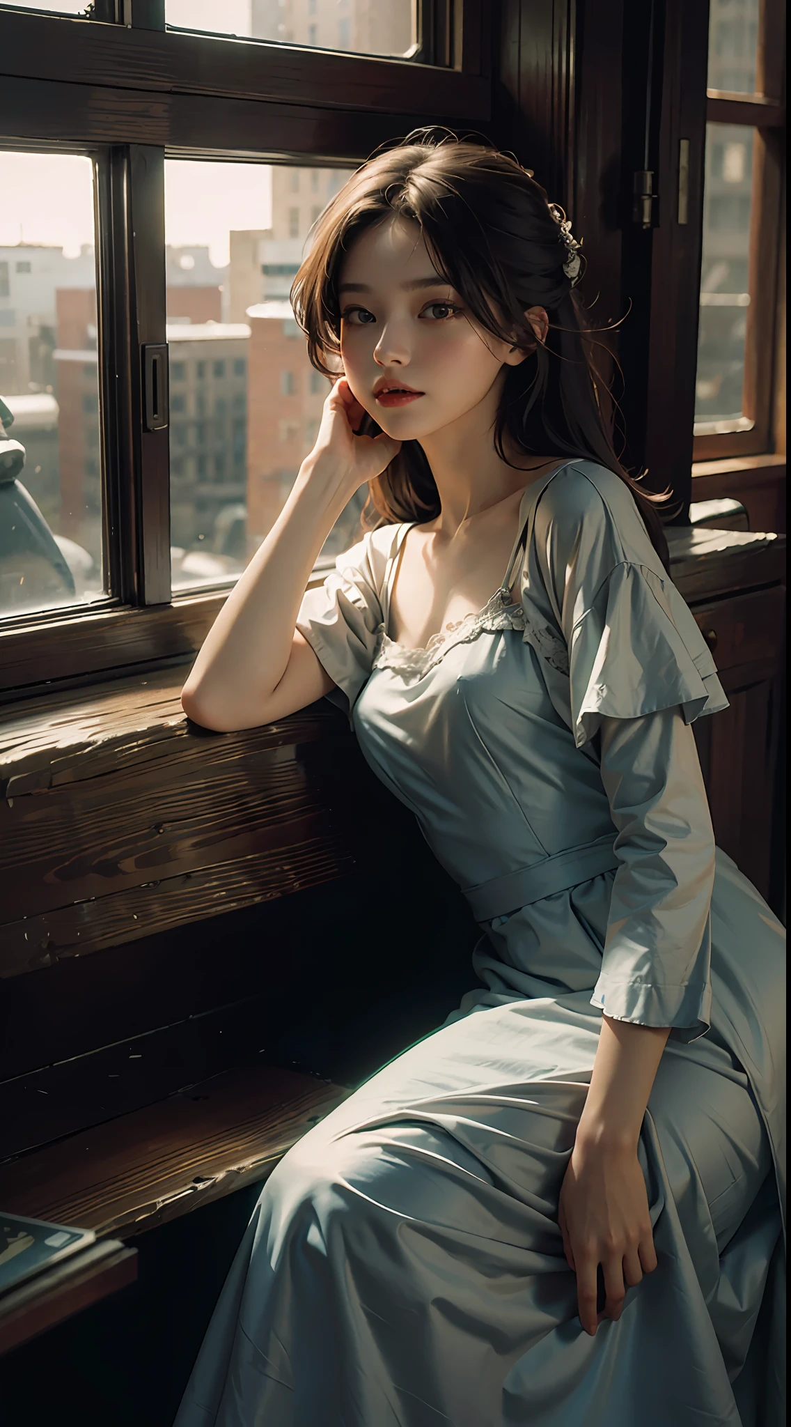 Best Quality, Masterpiece, Ultra High Resolution, (Photofidelity: 1.4), Original Photo, 1girl, Dress, Film Lighting, (Prairie: 1)