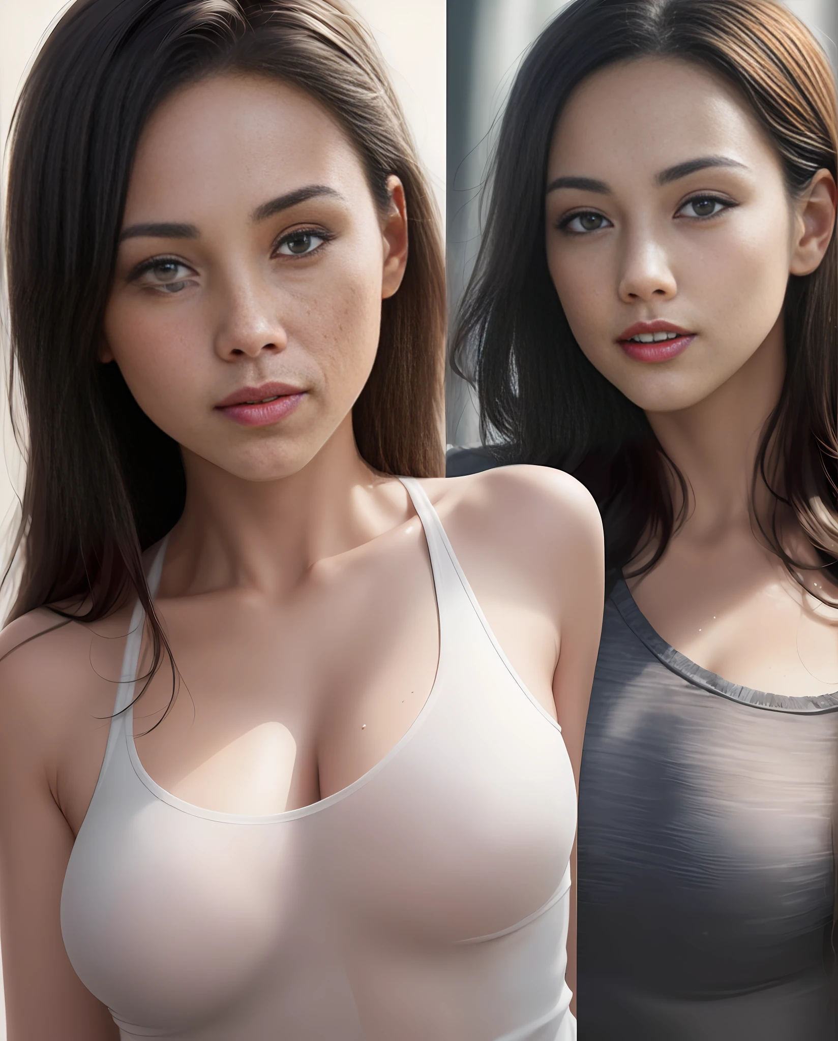 dressed, (photo realistic:1.4), (hyper realistic:1.4), (realistic:1.3), (smoother lighting:1.05), (increase cinematic lighting quality:0.9), 32K, 1girl,20yo girl, realistic lighting, backlighting, light on face, ray trace, (brightening light:1.2), (Increase quality:1.4), (best quality real texture skin:1.4), finely detailed eyes, finely detailed face, finely quality eyes, (tired and sleepy and satisfied:0.0), face closeup, t-shirts, (Increase body line mood:1.1), (Increase skin texture beauty:1.1)