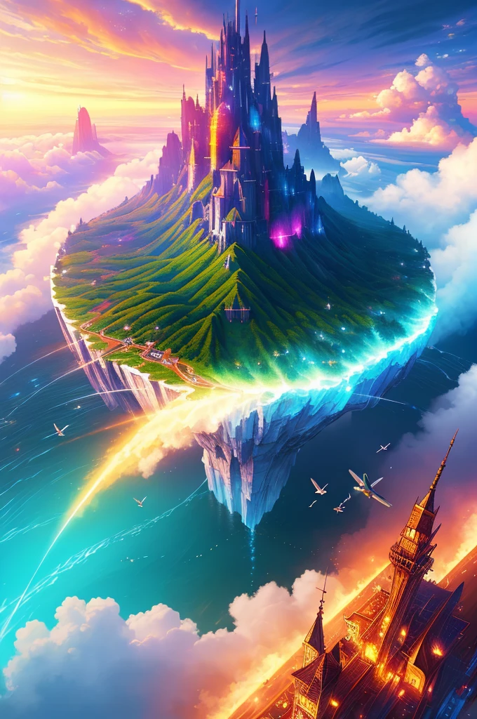 Masterpiece, best quality, high quality, extremely detailed CG Unity 8K wallpaper, an extremely colorful and purely fantasy environment, captain homeland flying in the skies