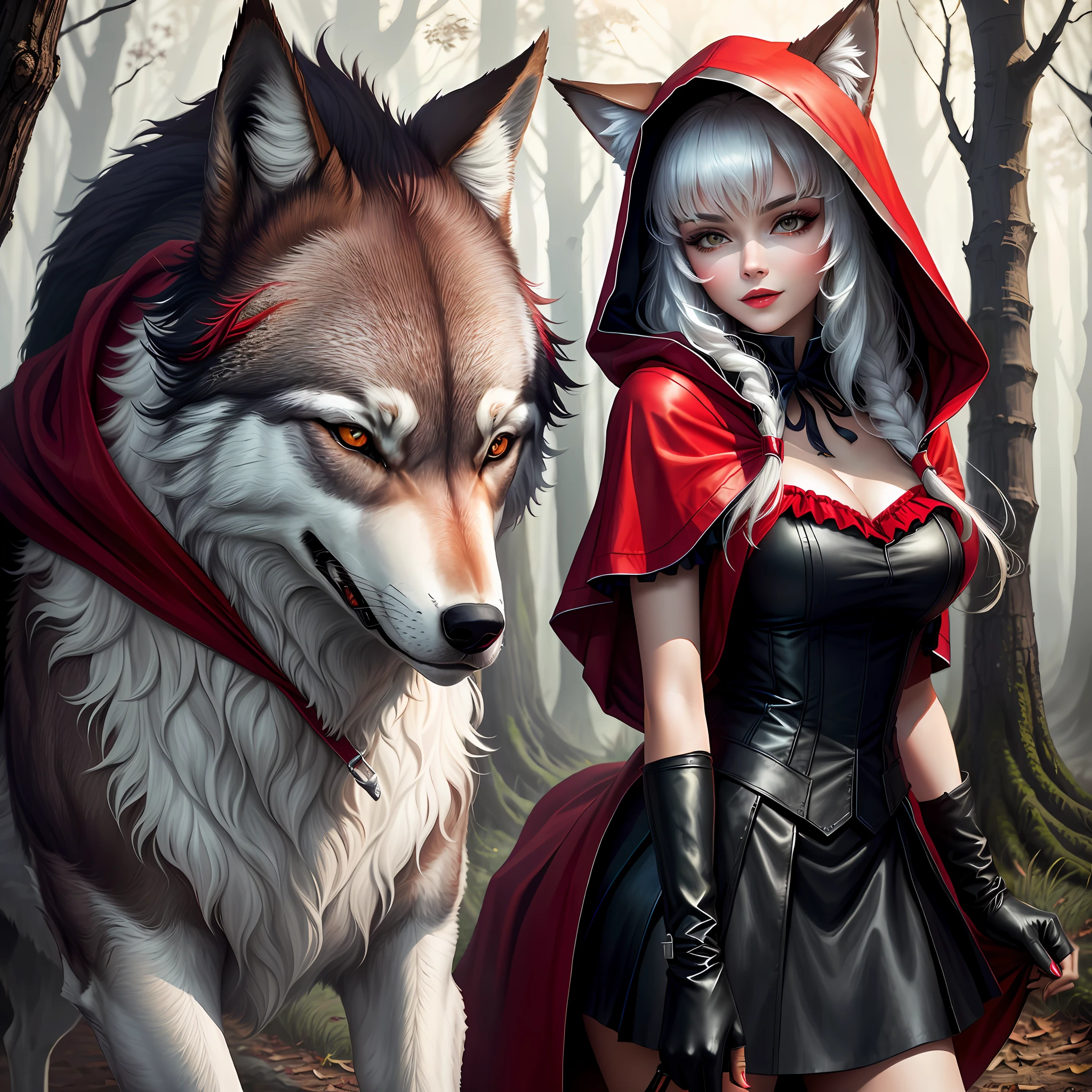 Red riding hood riding a wolf