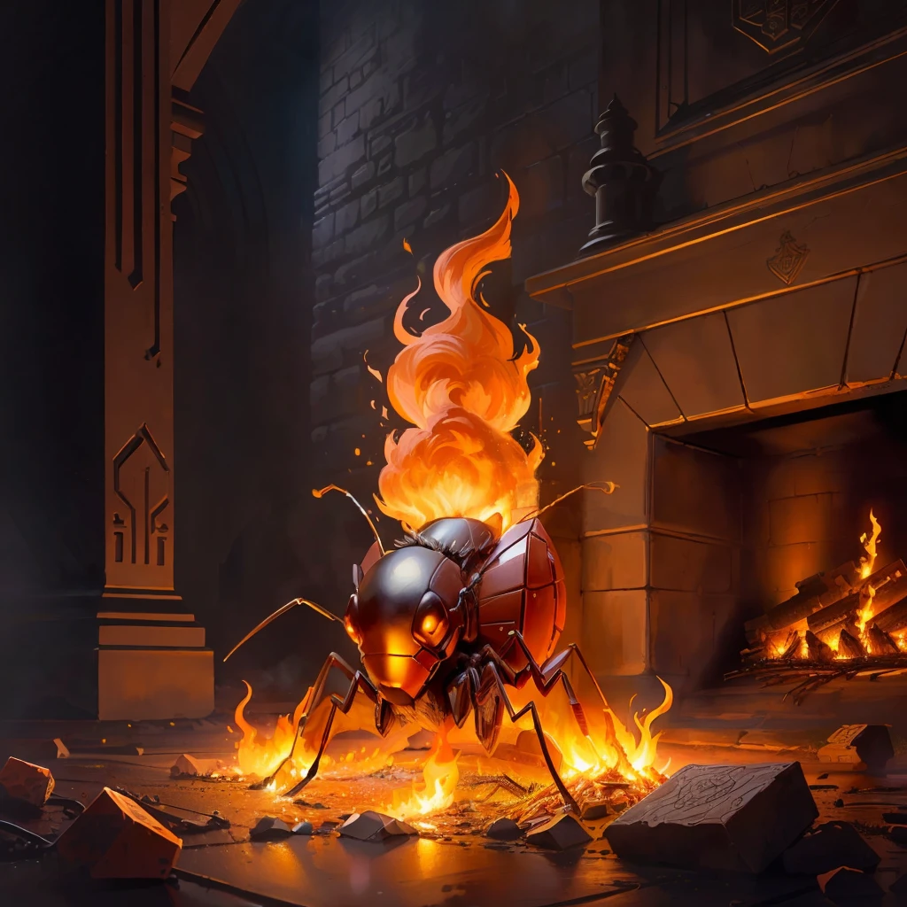 Detailed ant in the fire,castle