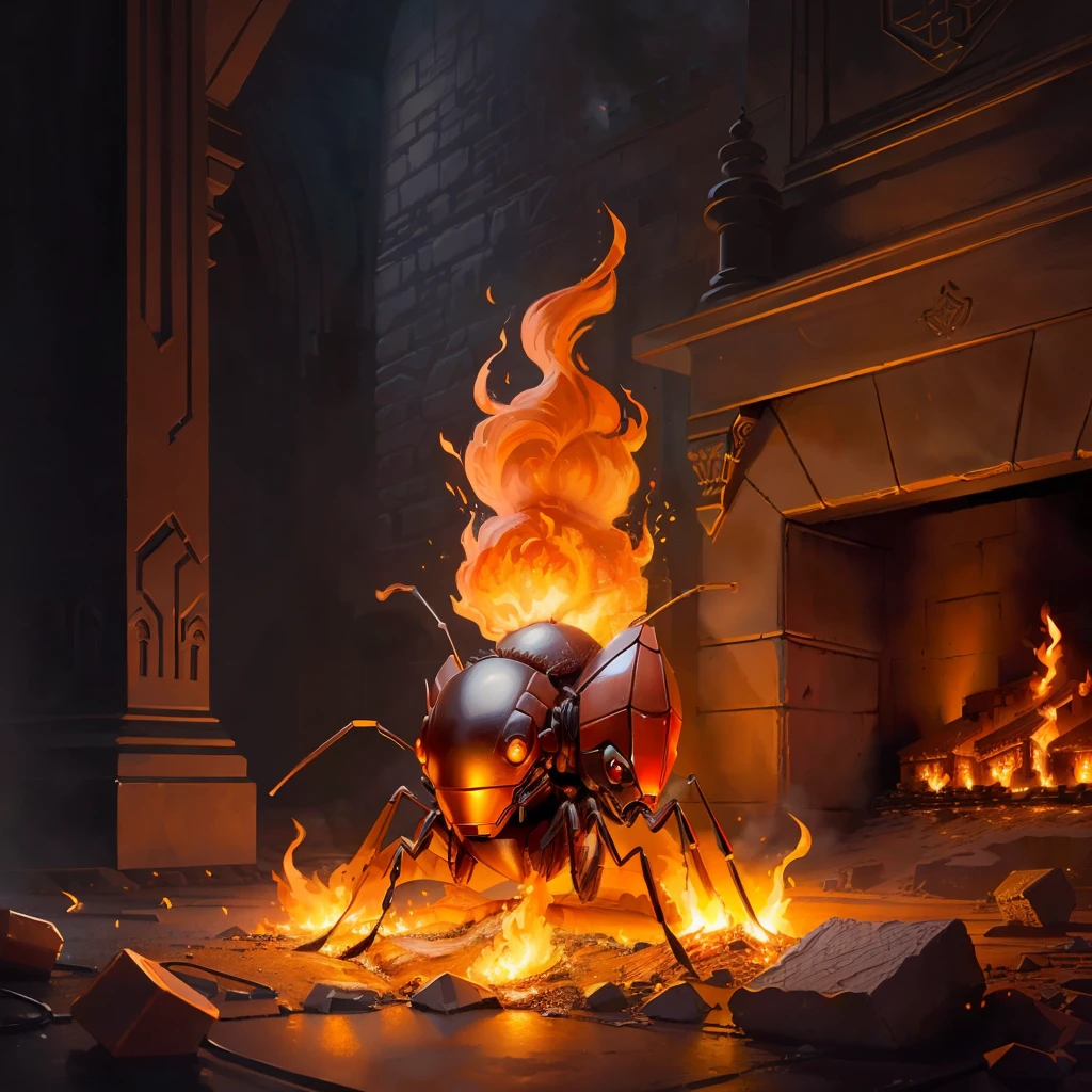 Detailed ant in the fire,castle
