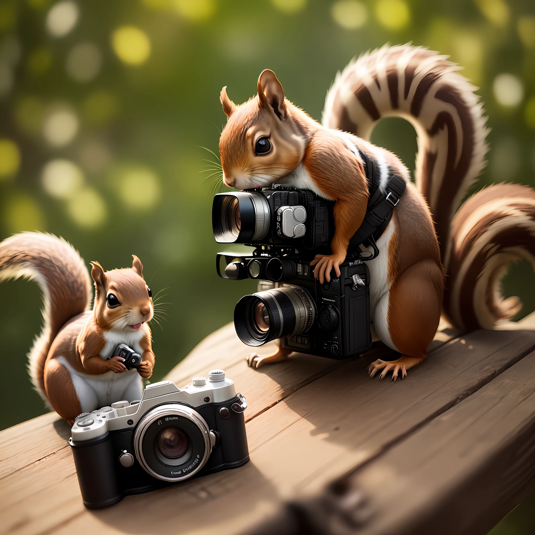 Squirrel with camera and donut