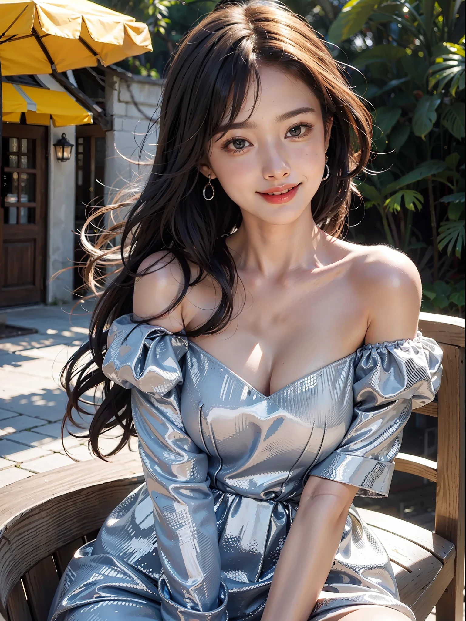 1girl, offshoulder, light smile, shiny skin
best quality, masterpiece, (photorealistic:1.4)