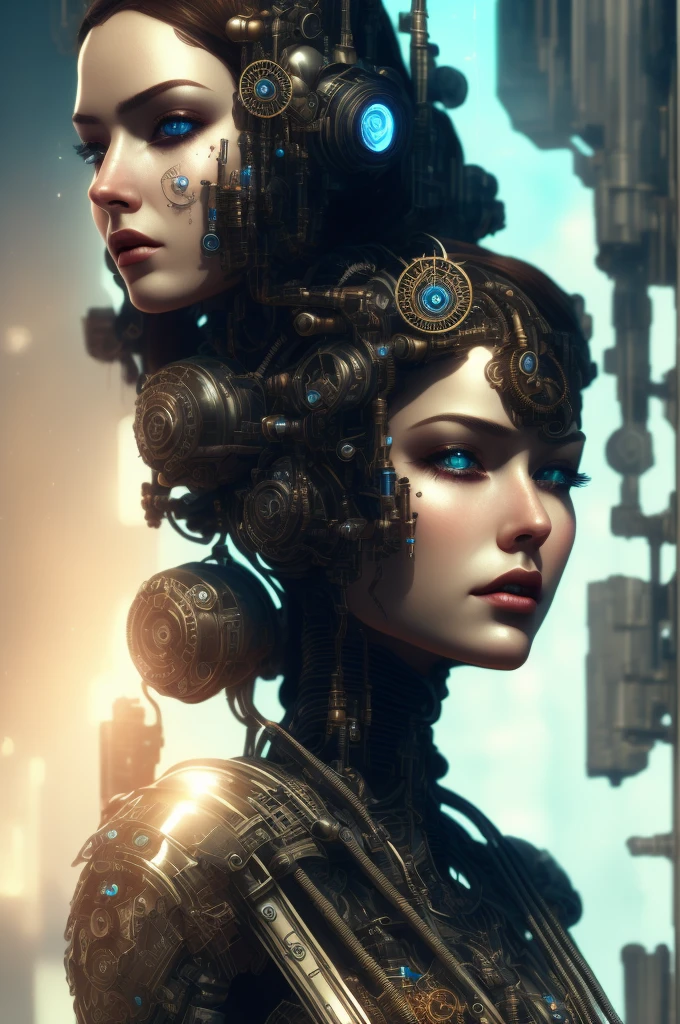full body cyborg| full-length portrait| detailed face| symmetric| steampunk| cyberpunk| cyborg| intricate detailed| to scale| hyperrealistic| cinematic lighting| digital art| concept art| mdjrny-v4 style