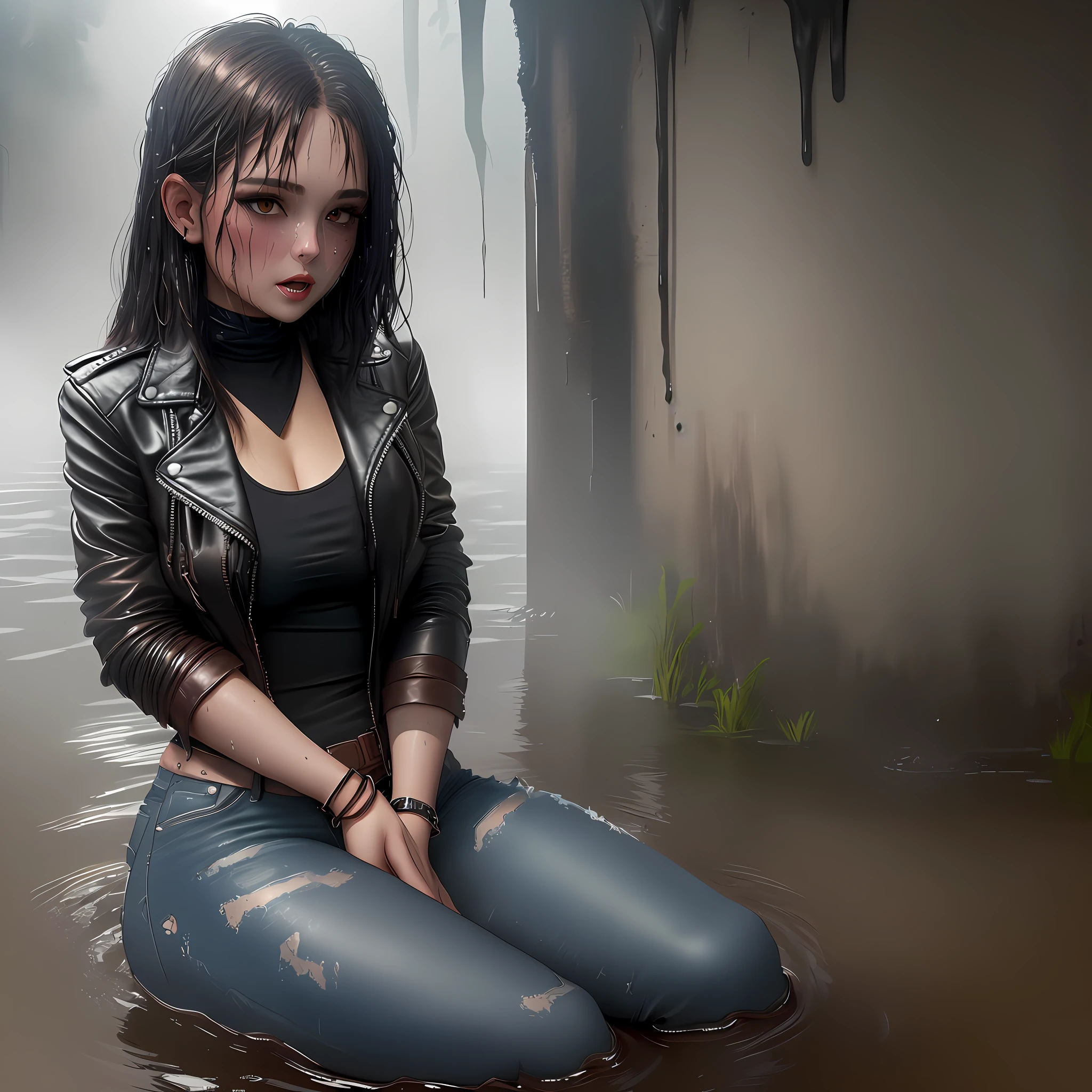 black leather jacket