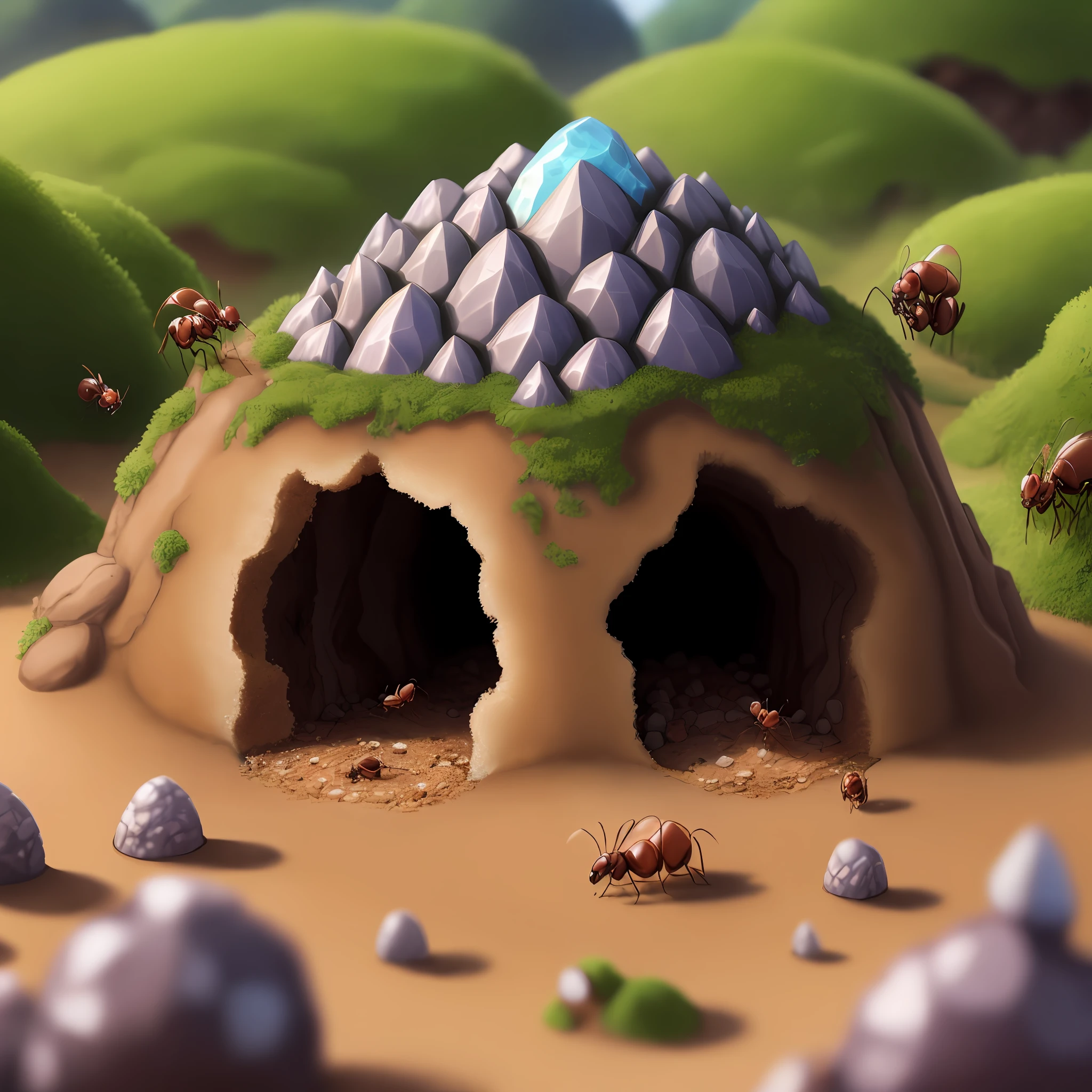 The ants managed to build an anthill on a geode