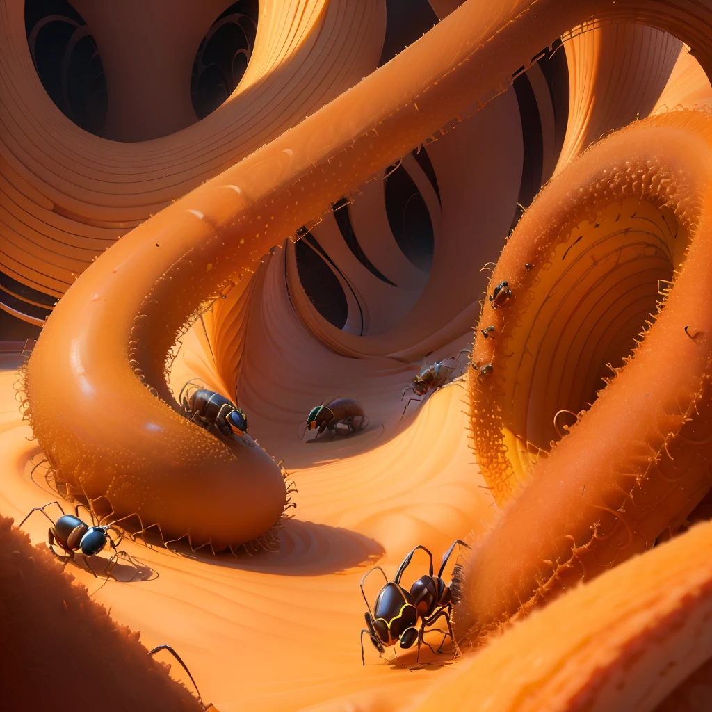 Swirly anthill high quality looped with worker ants chilling everywhere