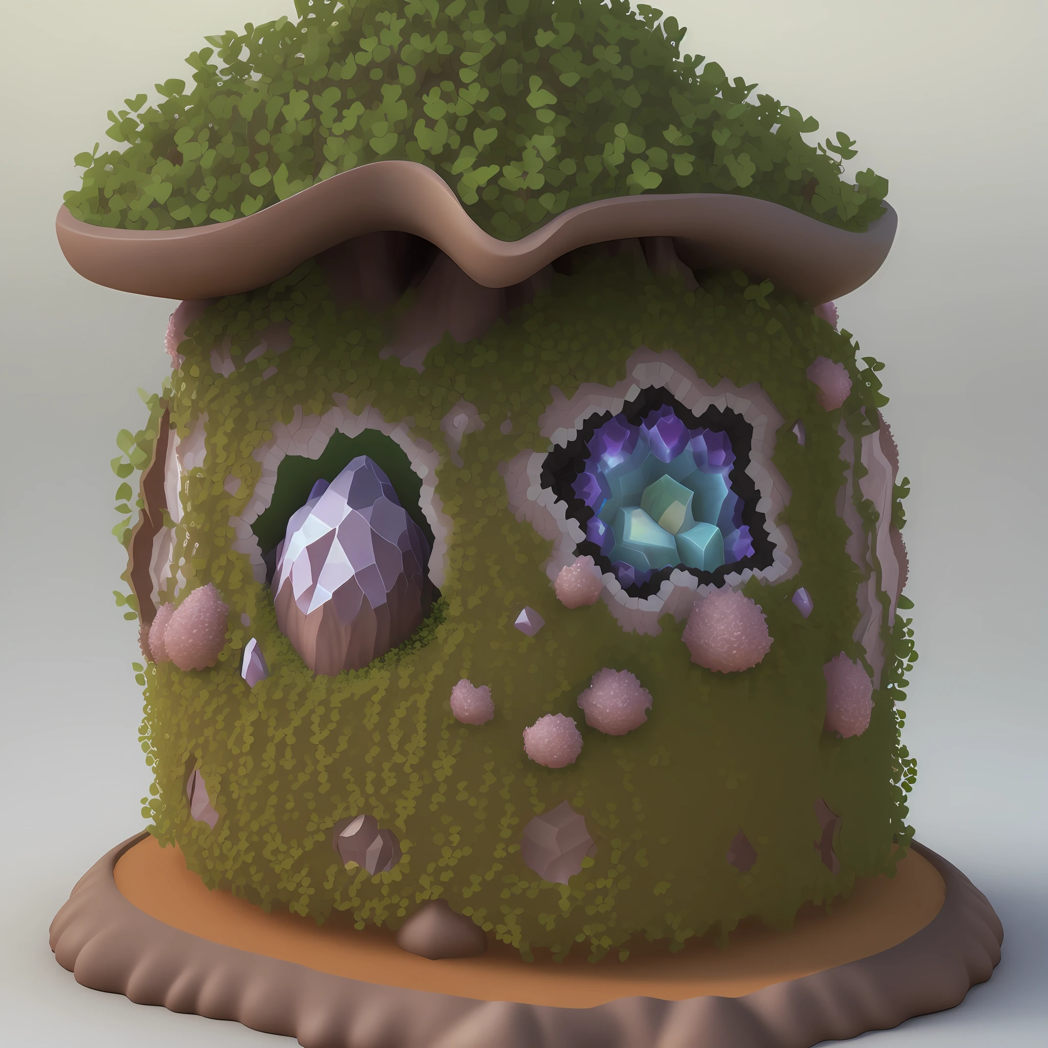 Geode anthill with shrubs in around 3D design