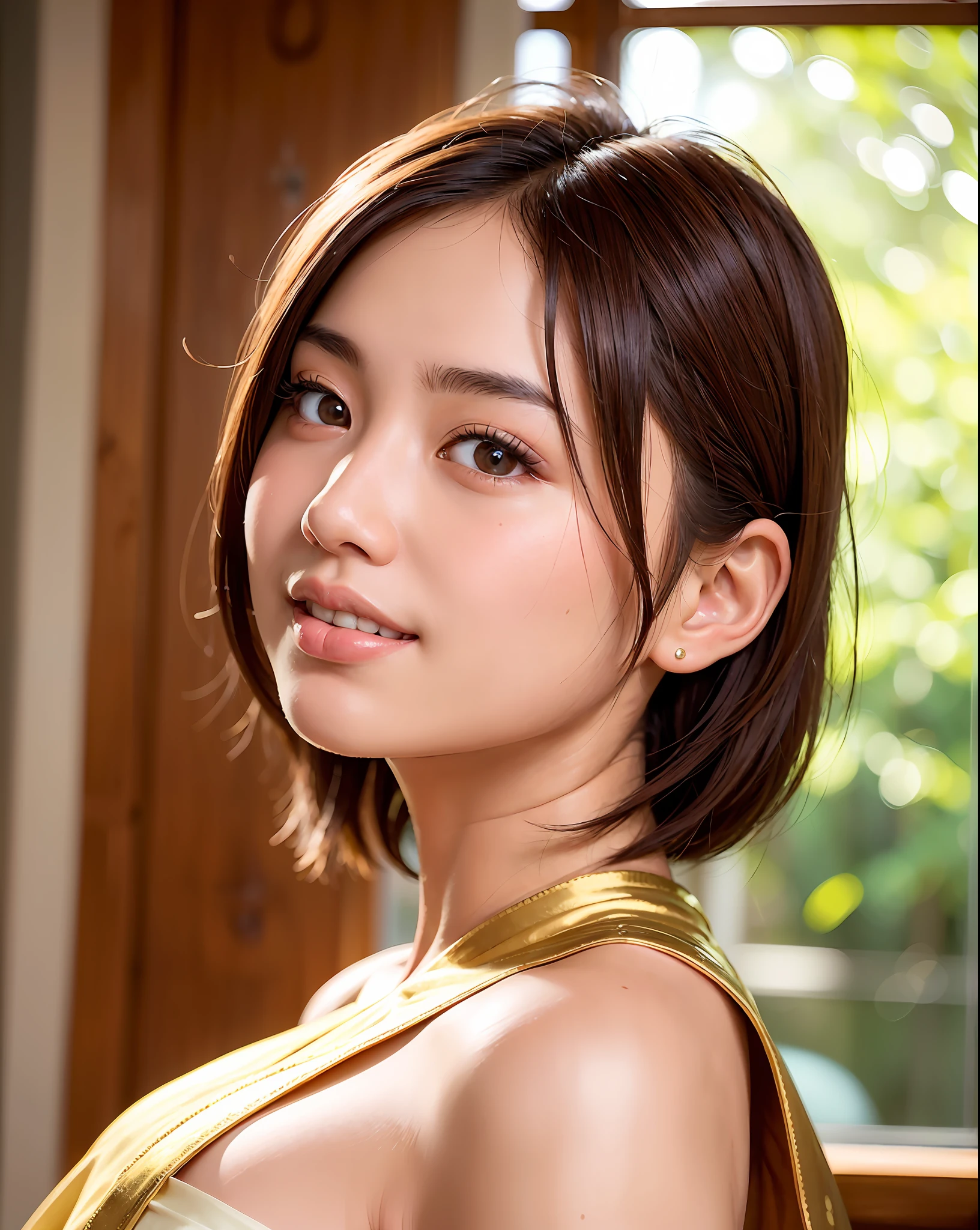 best quality, face focus, soft light, (depth of field) ,ultra high res, (photorealistic:1.4), RAW photo, (portrait:1.4) ,(from side:1.2),delicate to Myanmar Dress,Nikon sharpness,
1Asian girl, solo, cute, (shy, smile:1.1), (brown eyes), detailed beautiful face, (short_hair ), hotel-style room
(silk:1.4)