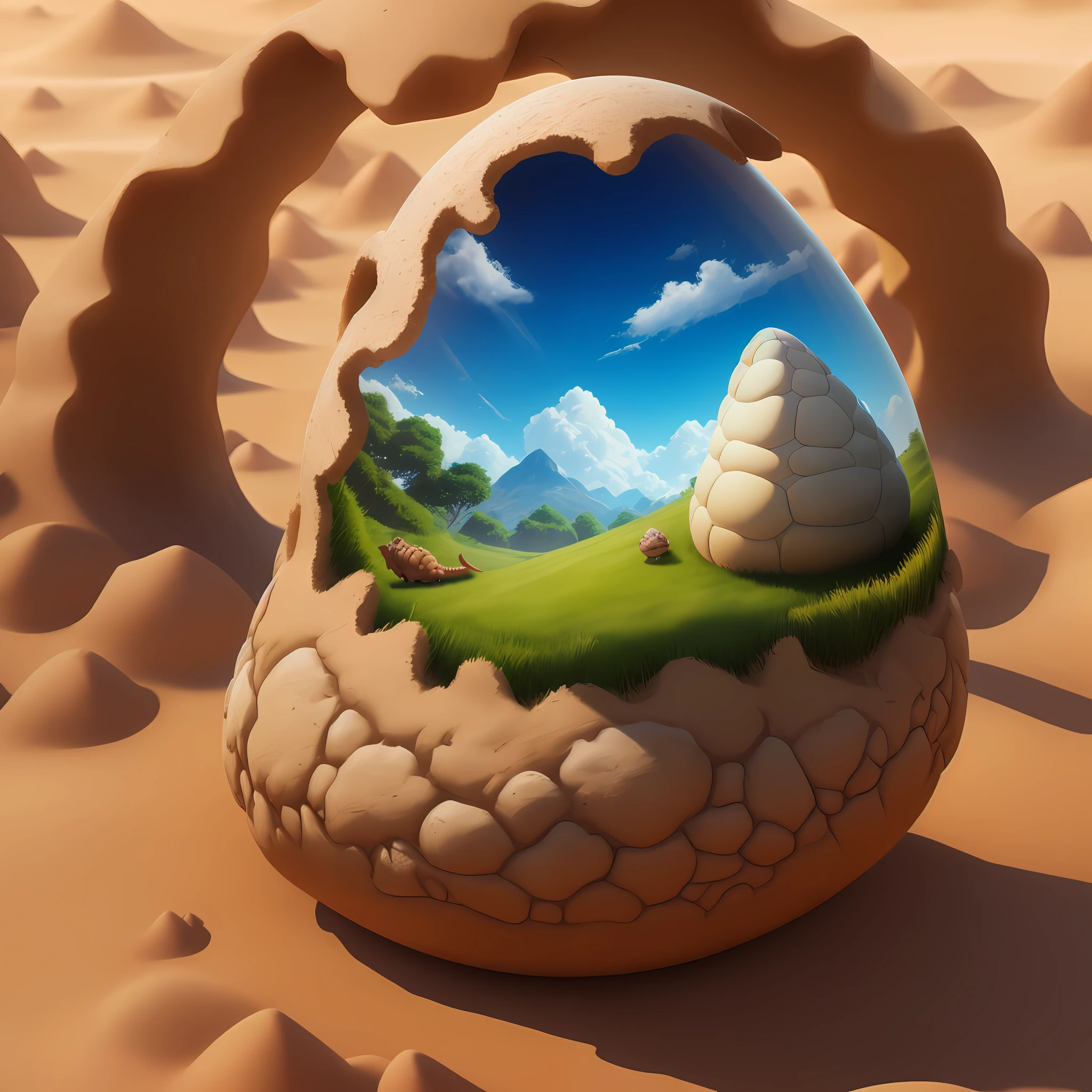 Anthill in the form of a dinosaur egg