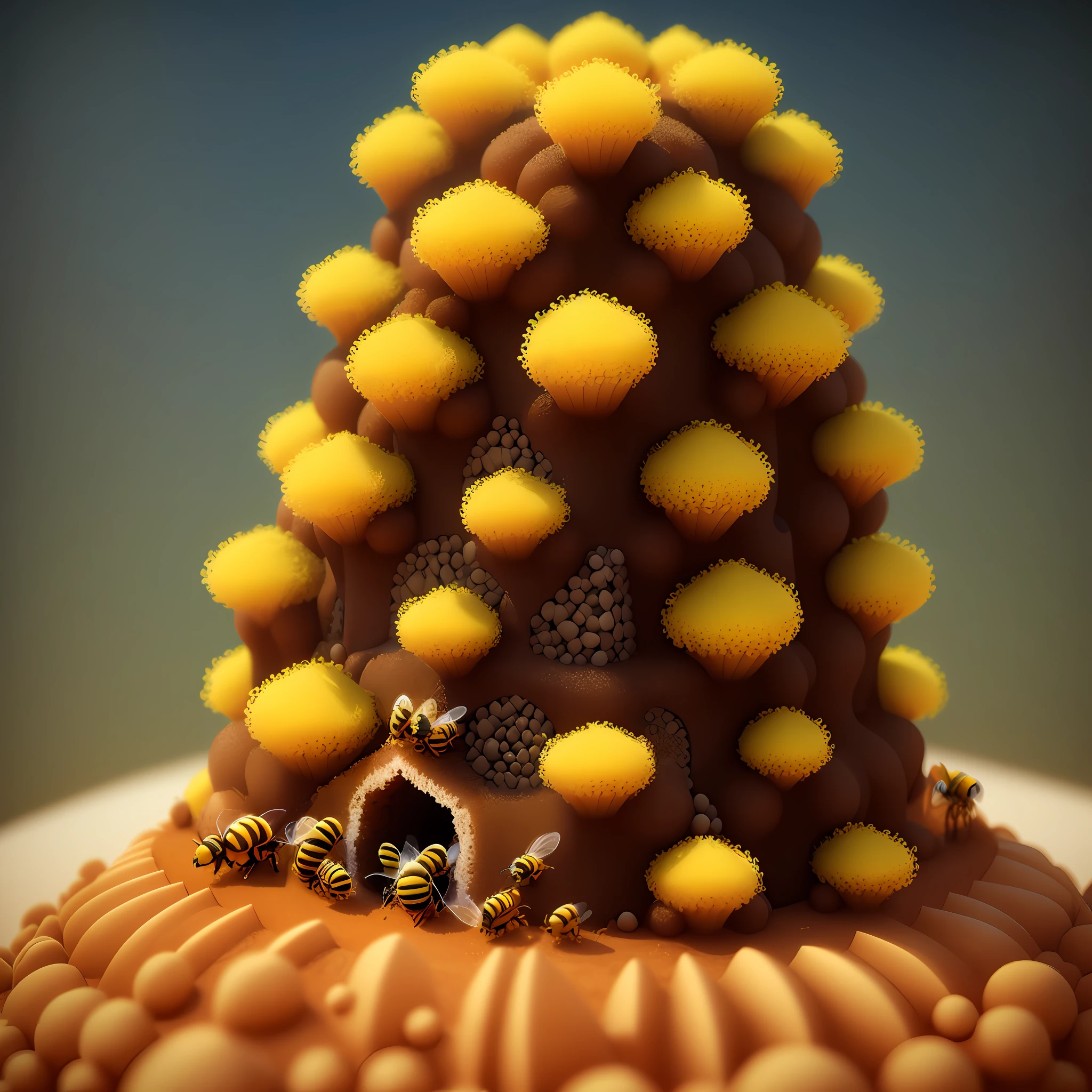 Anthill with a bee hive on top 3D design