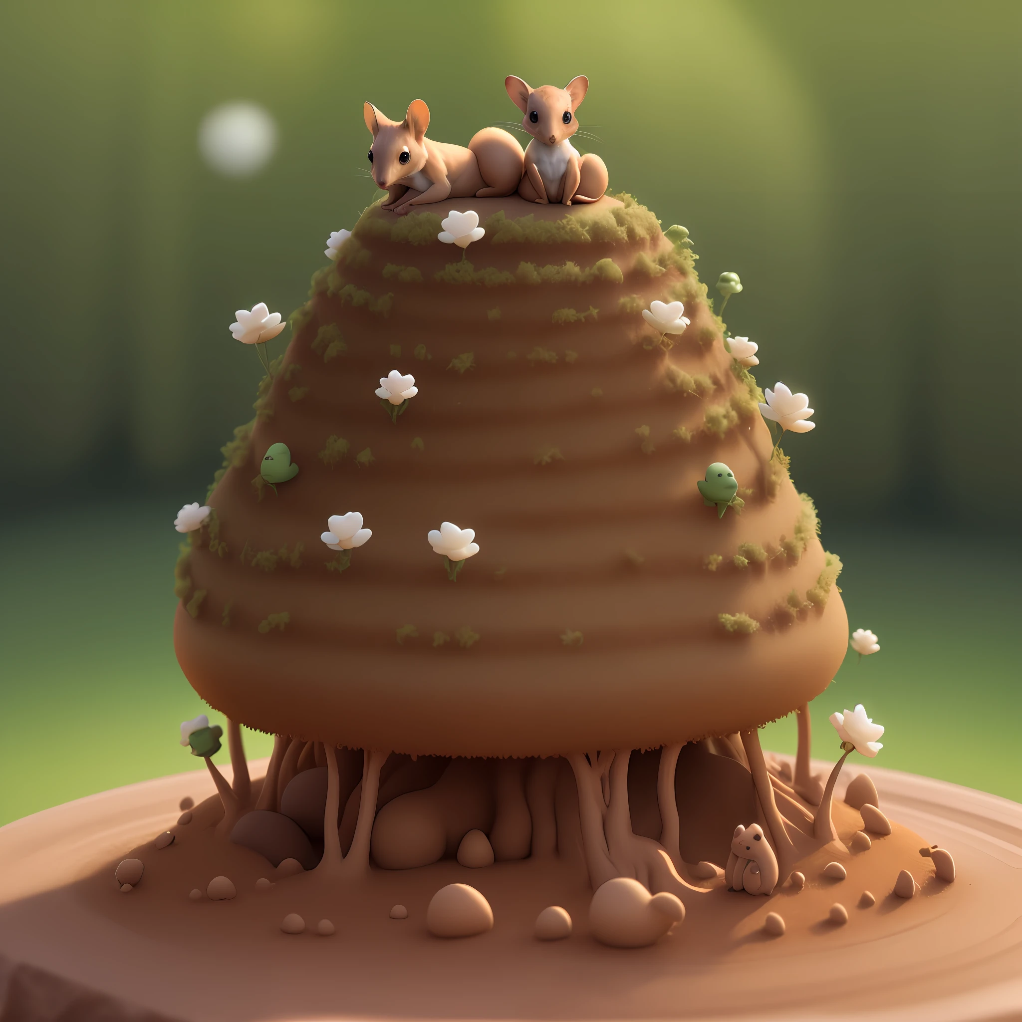 Anthill with a small marsupial on top, representing the verdanous 3D design