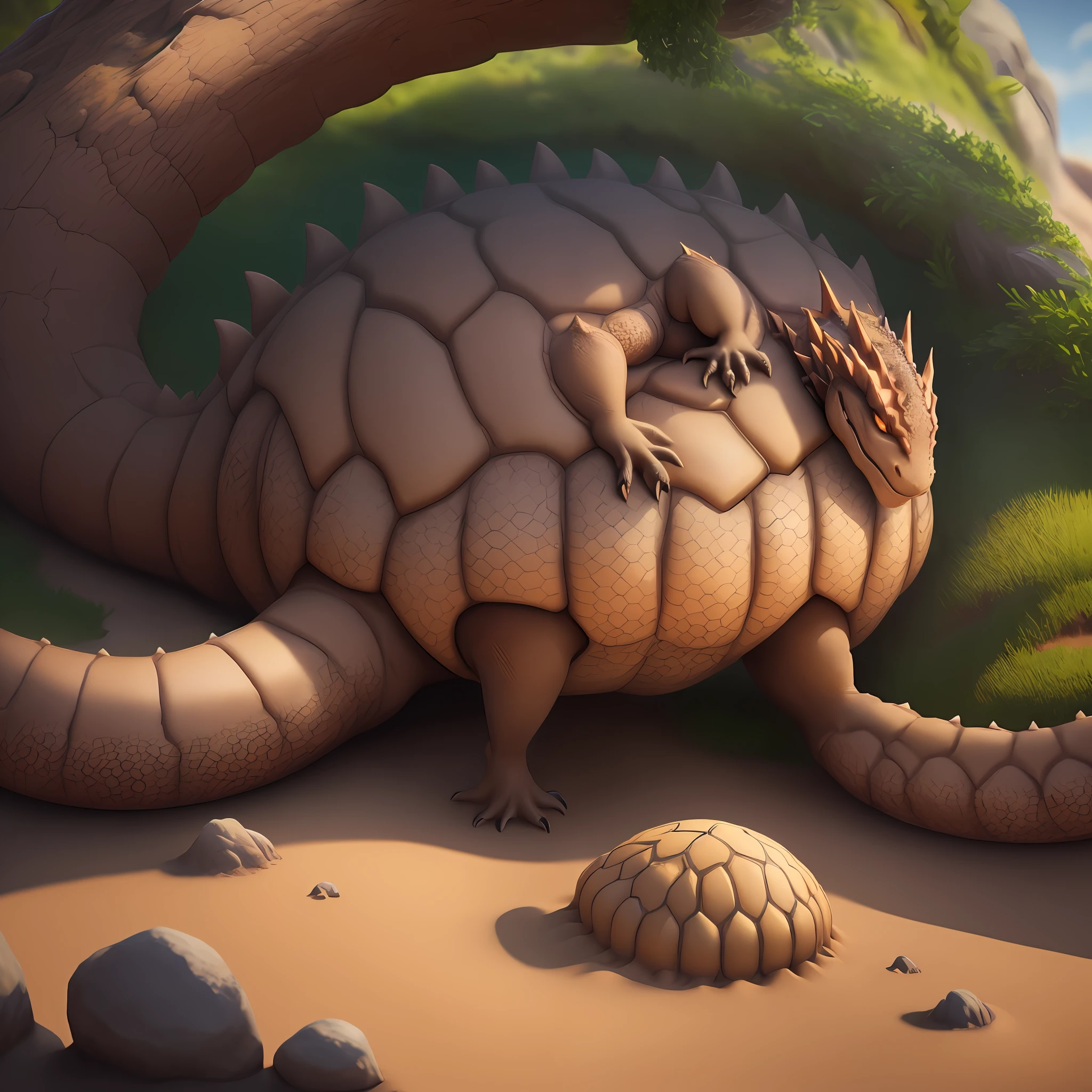 Anthill in the image of a sleeping dragon, realistic hype, 4k, 1:1