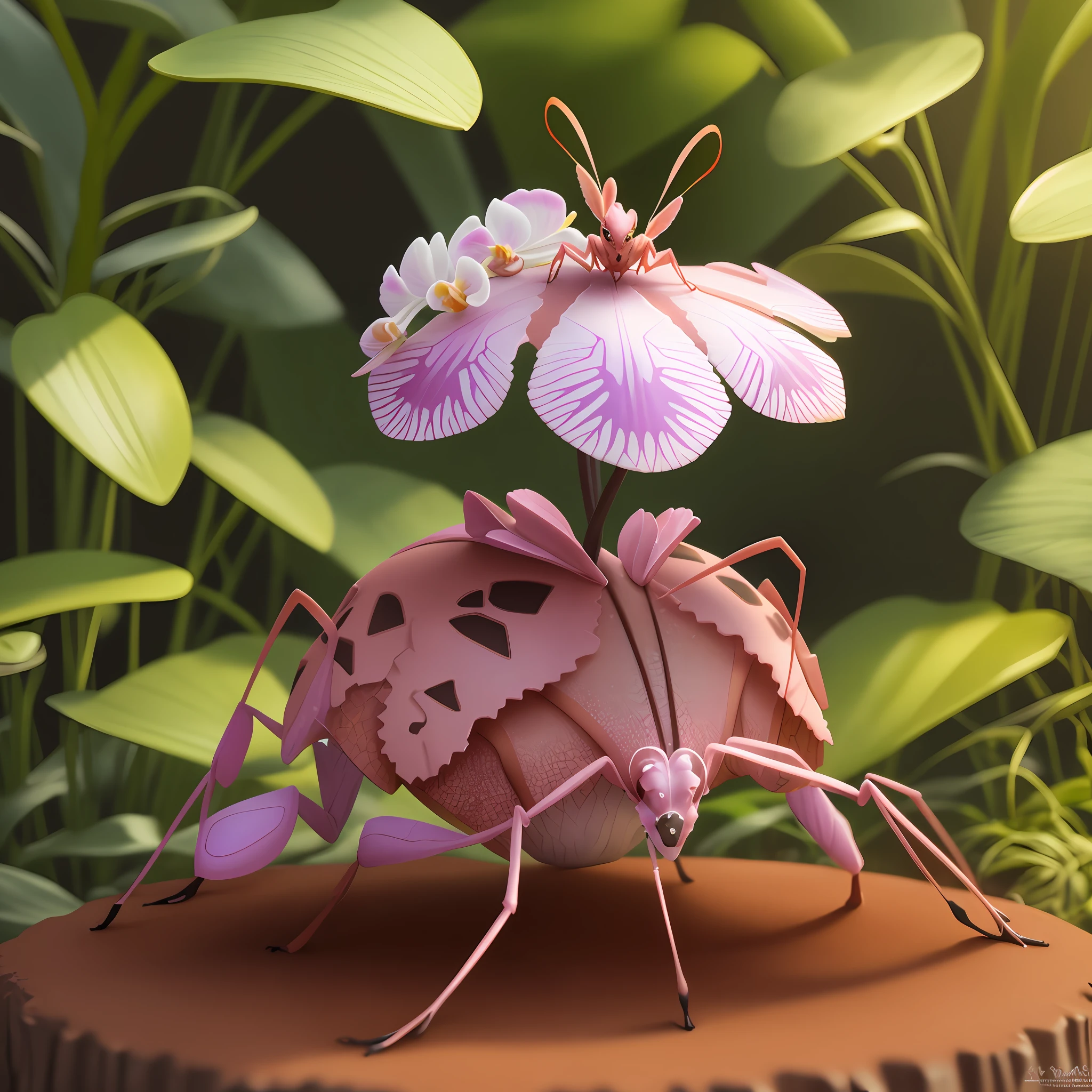 Anthill with an orchid mantis on the surface 3D design