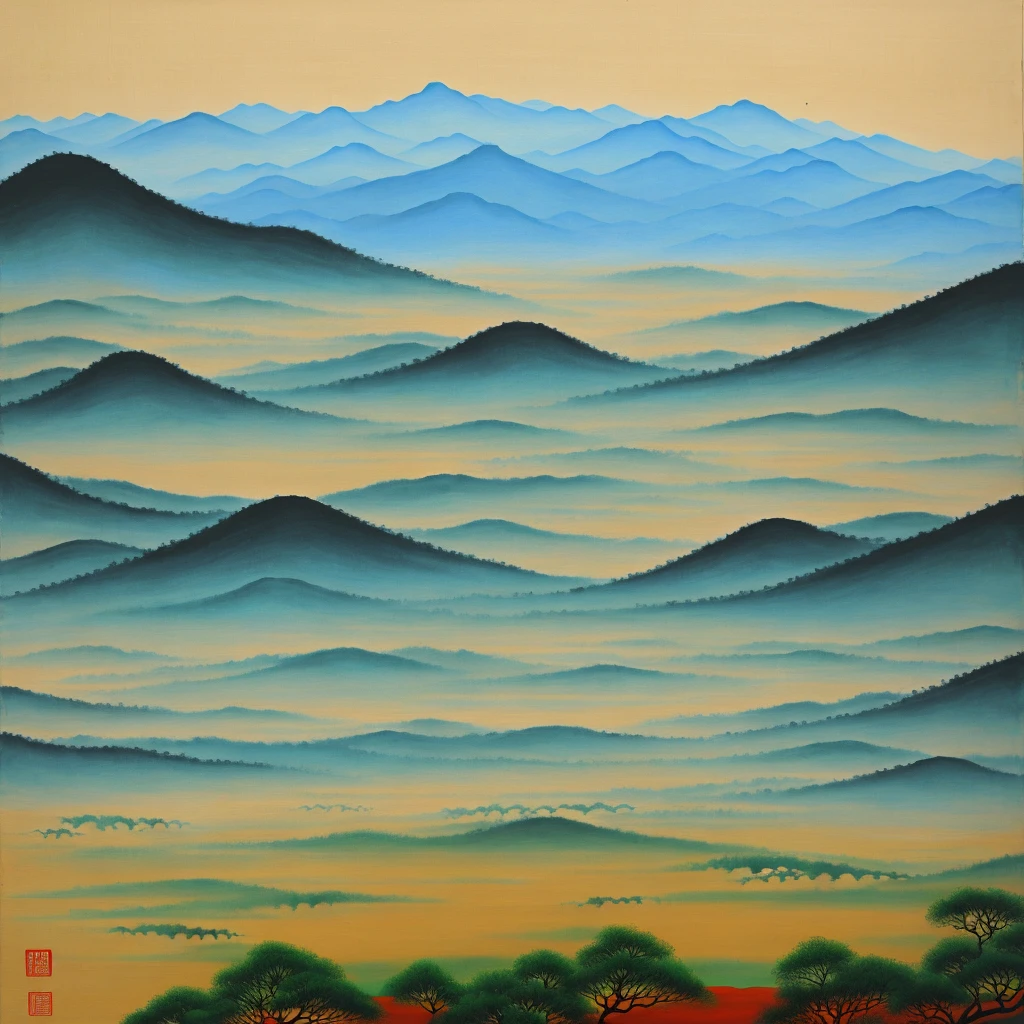 art work of Dong Qichang,landscape painting