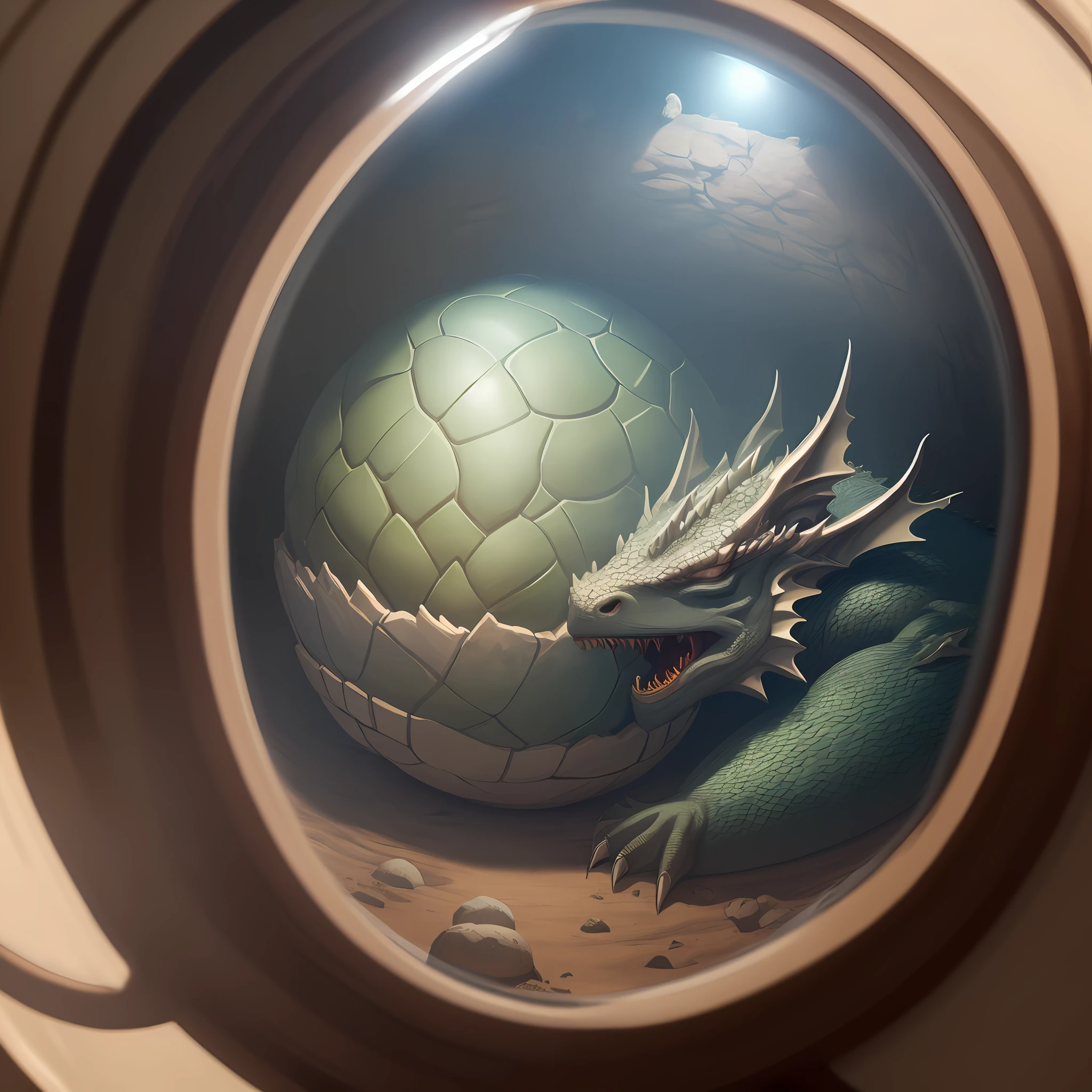 Sleeping dragon inside the egg, realistic hype, 4k