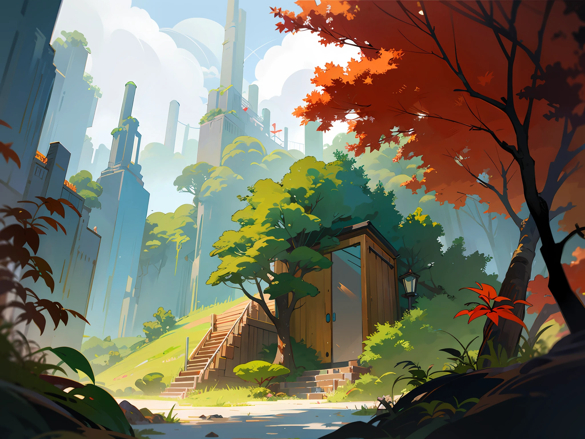 masterpiece, ghibli style, there is a small bedroom with a bed and a desk, furnished room, small room, small and cosy student bedroom, in small room, interior of a small room, inside of a bedroom, small bedroom, dim bedroom, apartment of an art student, bed on the right, room with eerie feeling, dirty room, photo taken in 2020